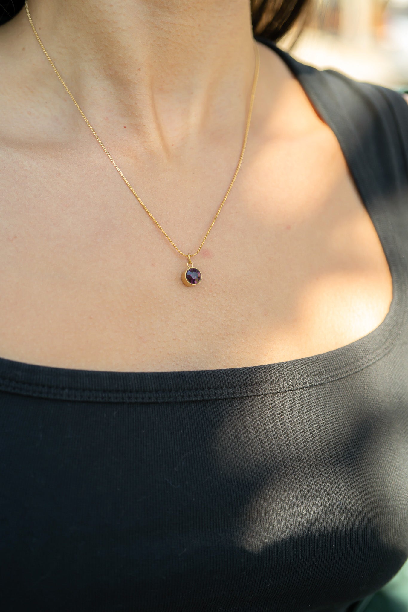 18K Gold PVD Stainless Steel Round Birthstone Charm 8mm / PDL0265、mySite、dreamappss