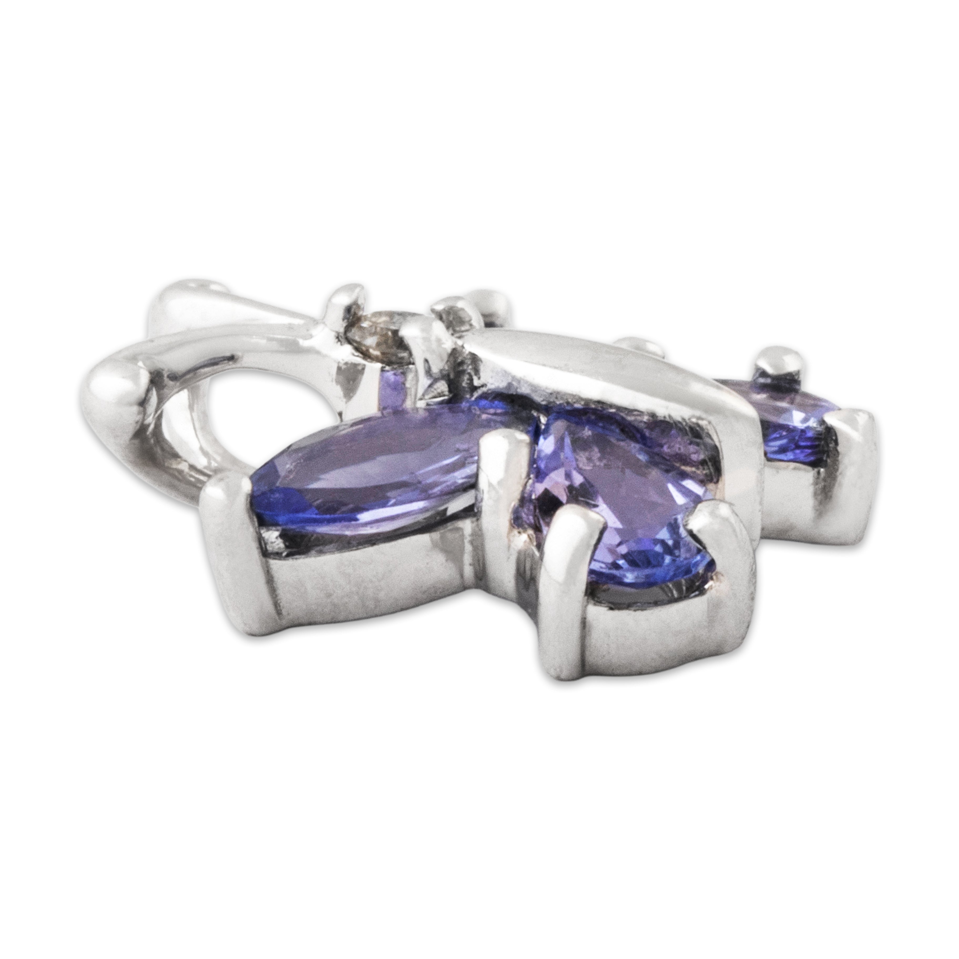 Vintage 14k White Gold 1.7cttw Tanzanite Diamond Lively Butterfly Pendant、mySite、hinf8tx79