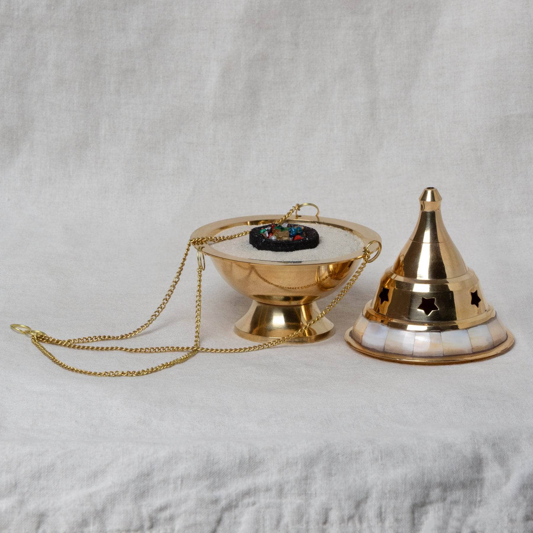 Brass Mother of Pearl Charcoal & Smudge Burner Kit、mySite、hinf8tx79