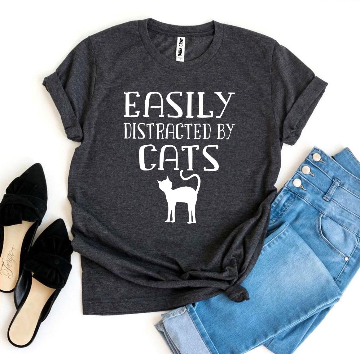 Easily Distracted By Cats T-Shirt、mySite、camillekostekn