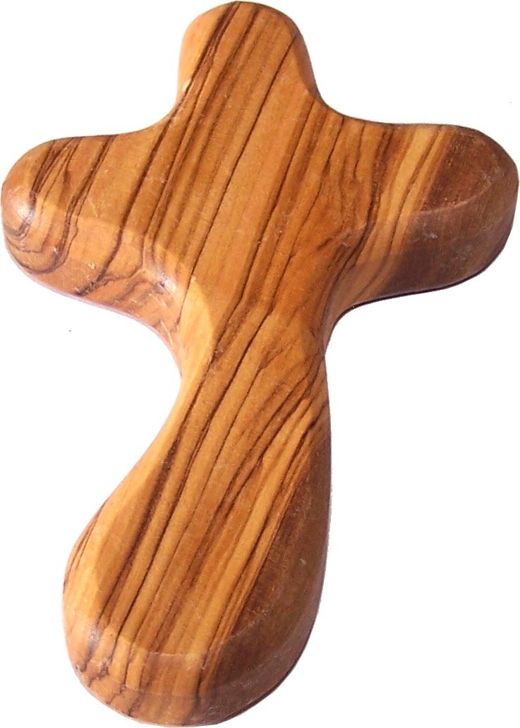 Holy Land Market Perfect Hand fit Olive Wood Cross - Carved Round and with Hand Shape、mySite、topwebapps