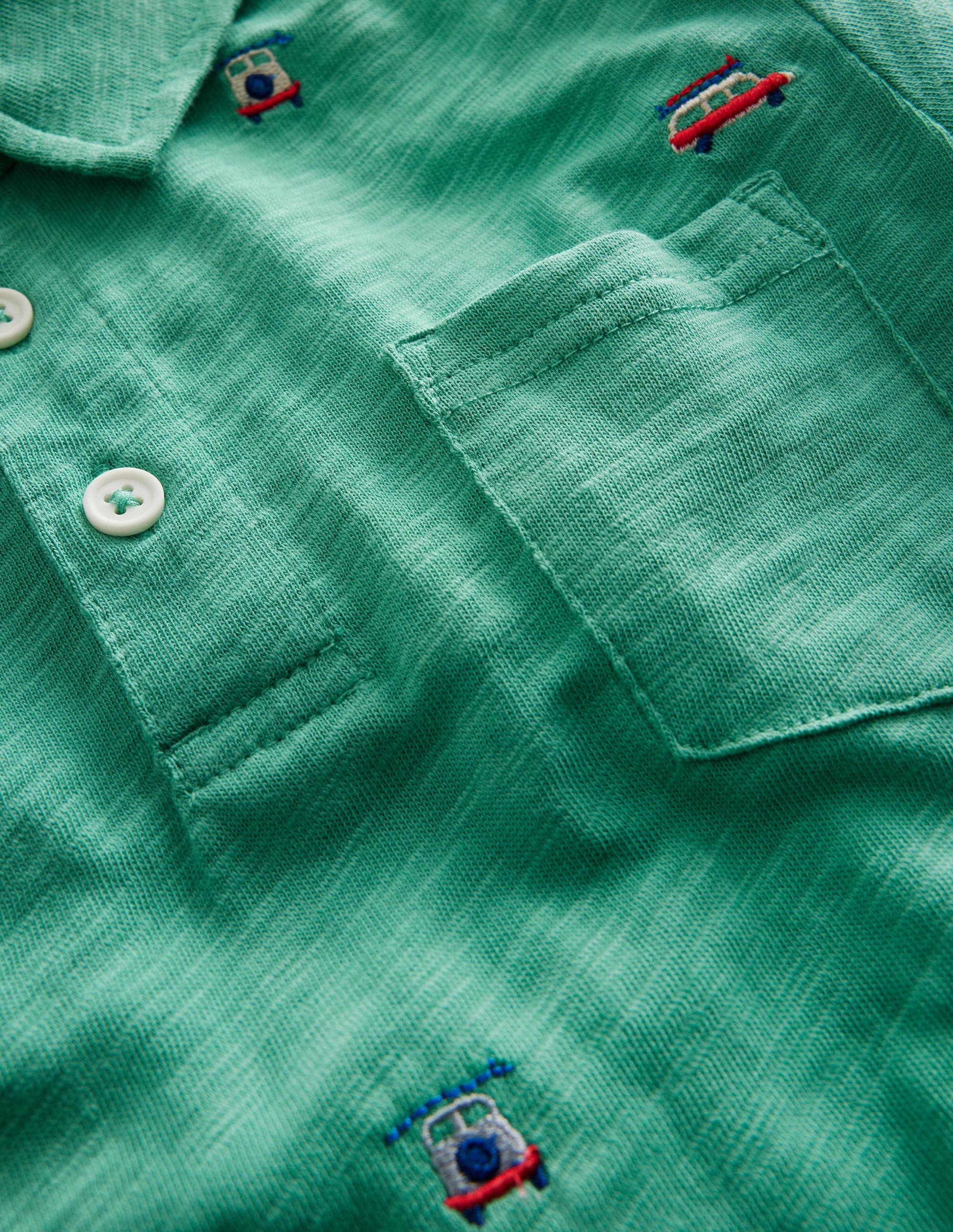  Embroidered Slubbed Polo Shirt-Green Cars、mySite、ashleygrahame