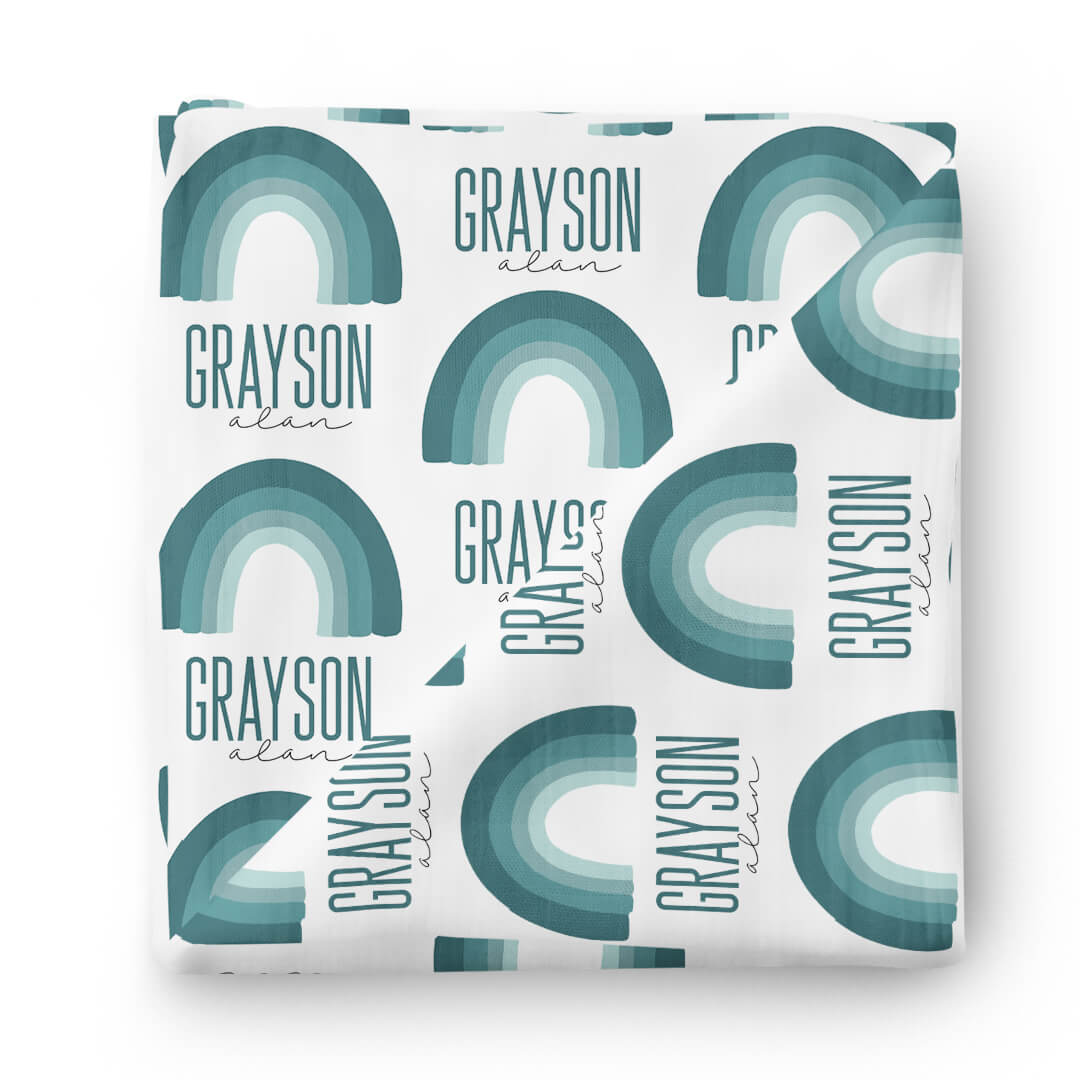  Ombre Rainbow Personalized Swaddle Blanket | Soft Aquas、mySite、layawaytickets