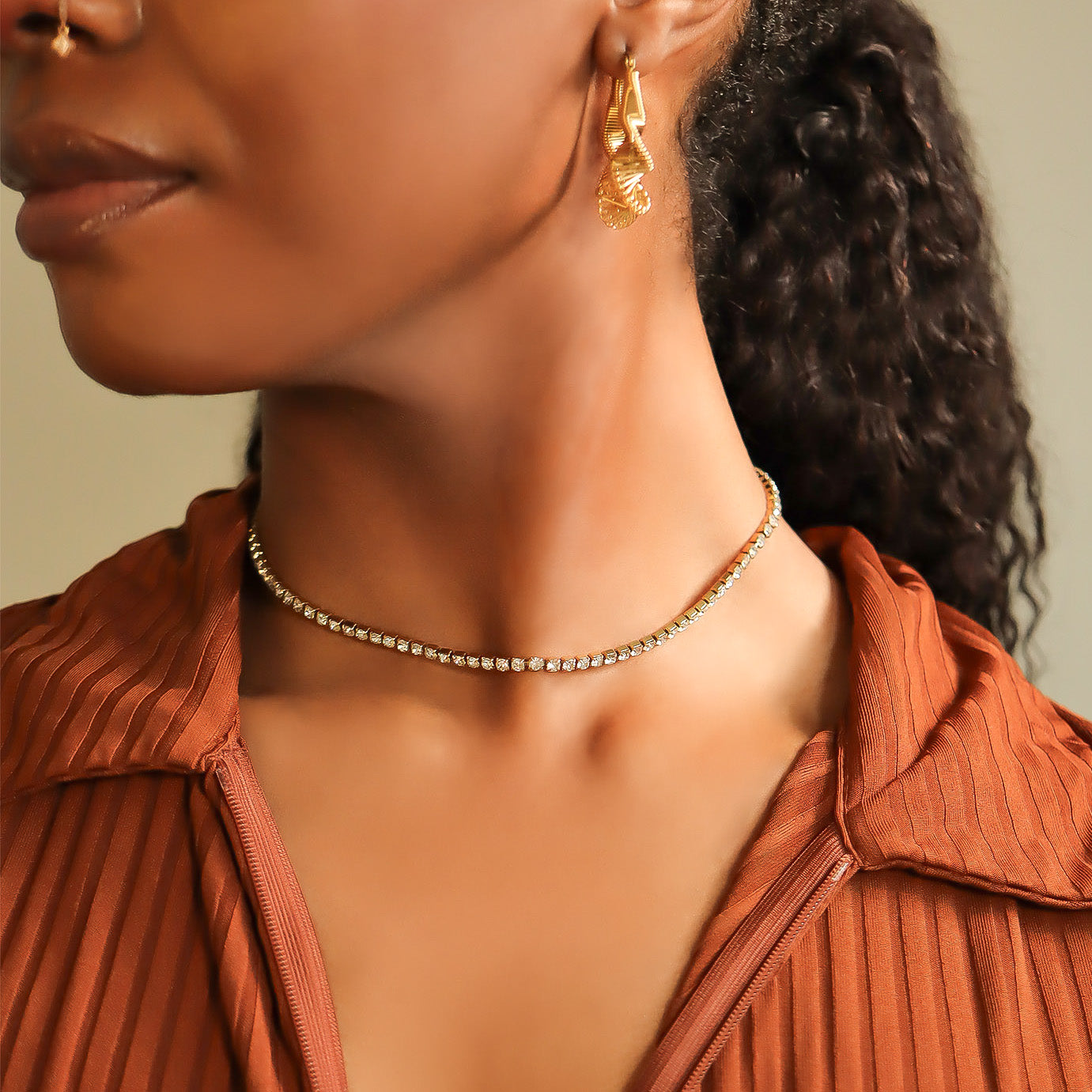 18K Gold PVD Stainless Steel CZ Tennis Chain Necklace / TNN0002、mySite、dreamappss