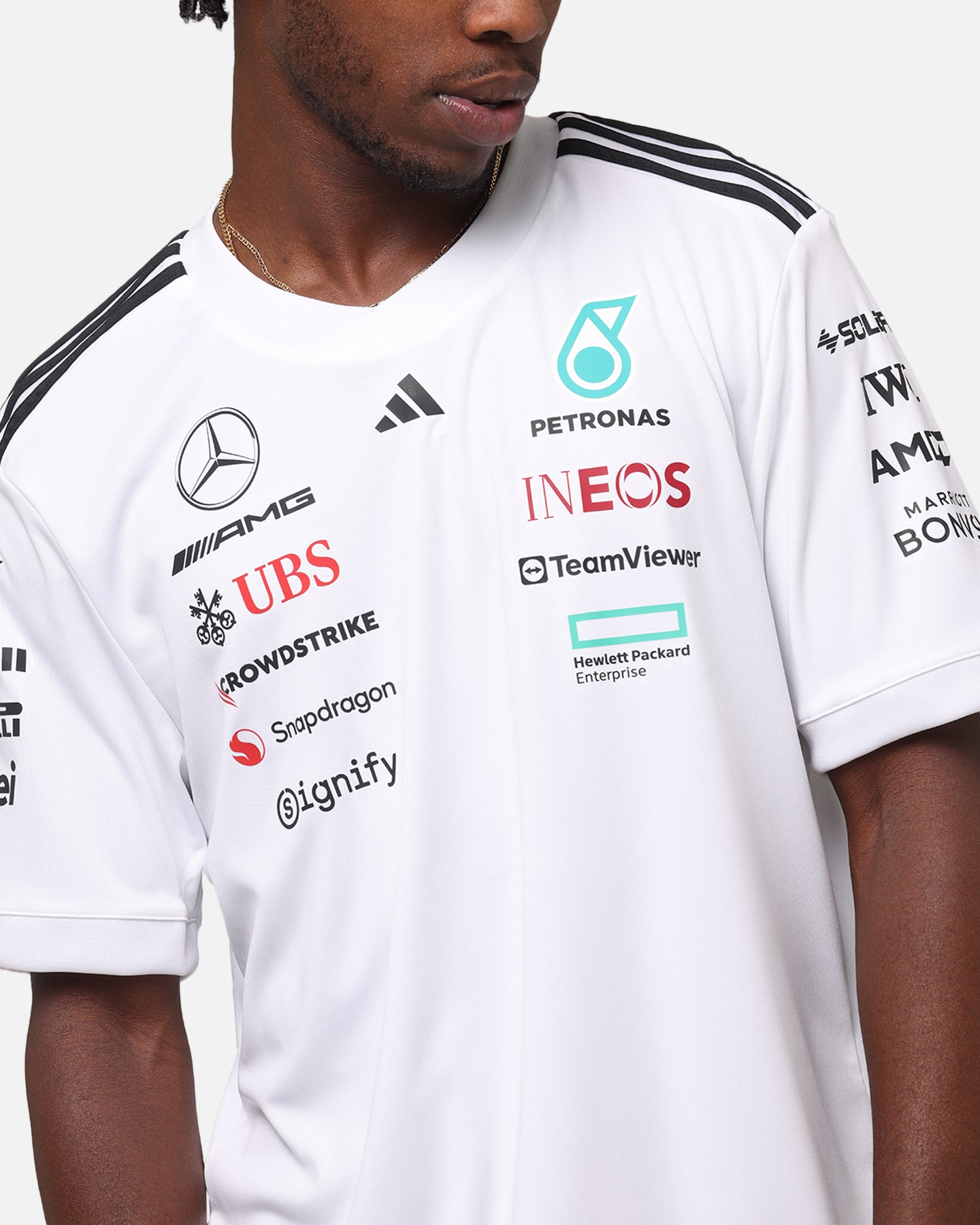 adidas x Mercedes-AMG PETRONAS Formula One F1 2025 Team Driver T-Shirt White、mySite、zt4zffjzw