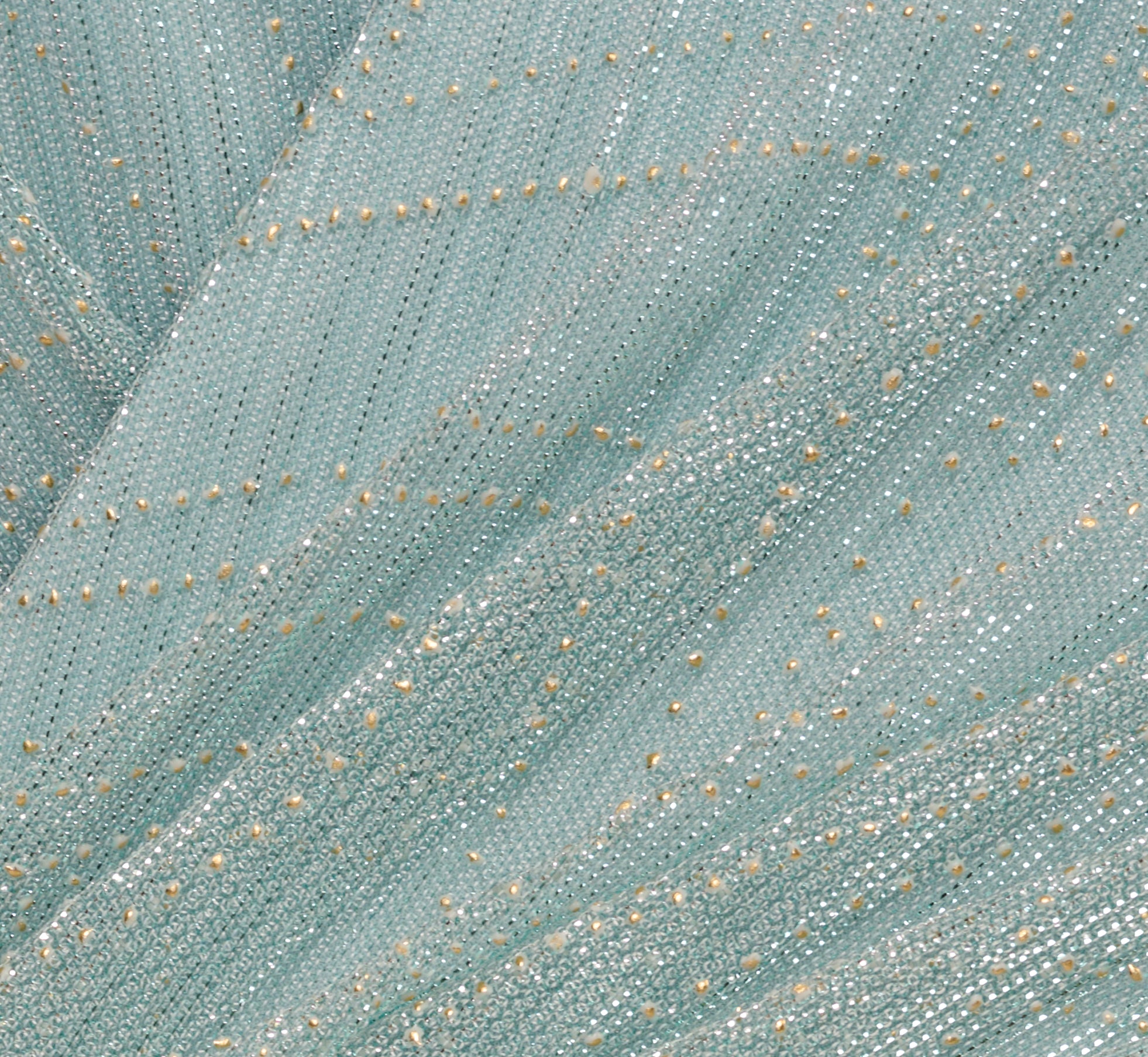 Plus Size Crinkle Metallic Gown With Sheer Bishop Sleeves And Draped Details In Mint Smoke、mySite、solidvoid