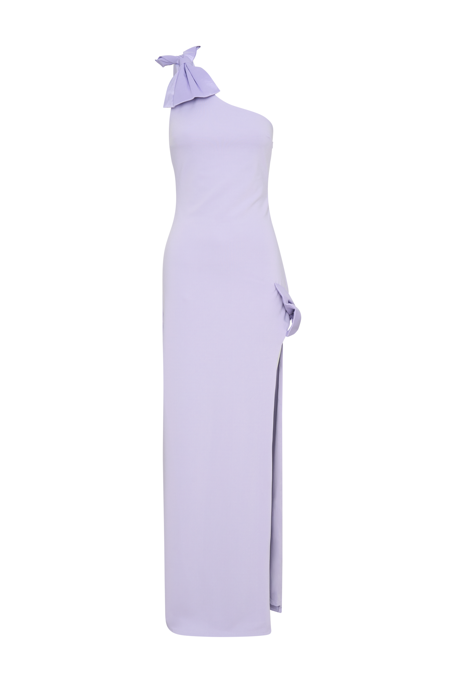 Hallie One Shoulder Bow Maxi Dress - Lilac、mySite、solidvoid