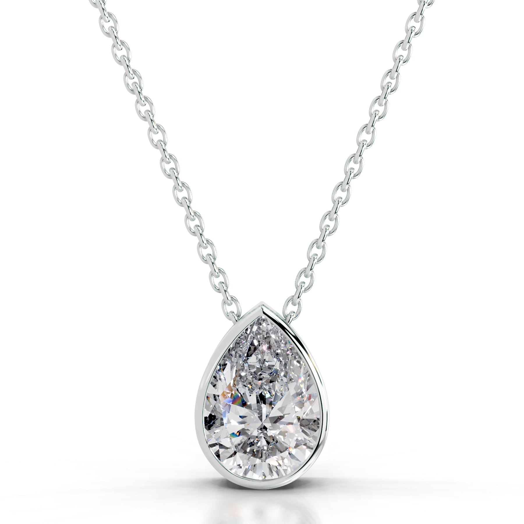Gianna Lab Grown Diamond Pendant (2 Carat) -18K White Gold、mySite、hinf8tx79