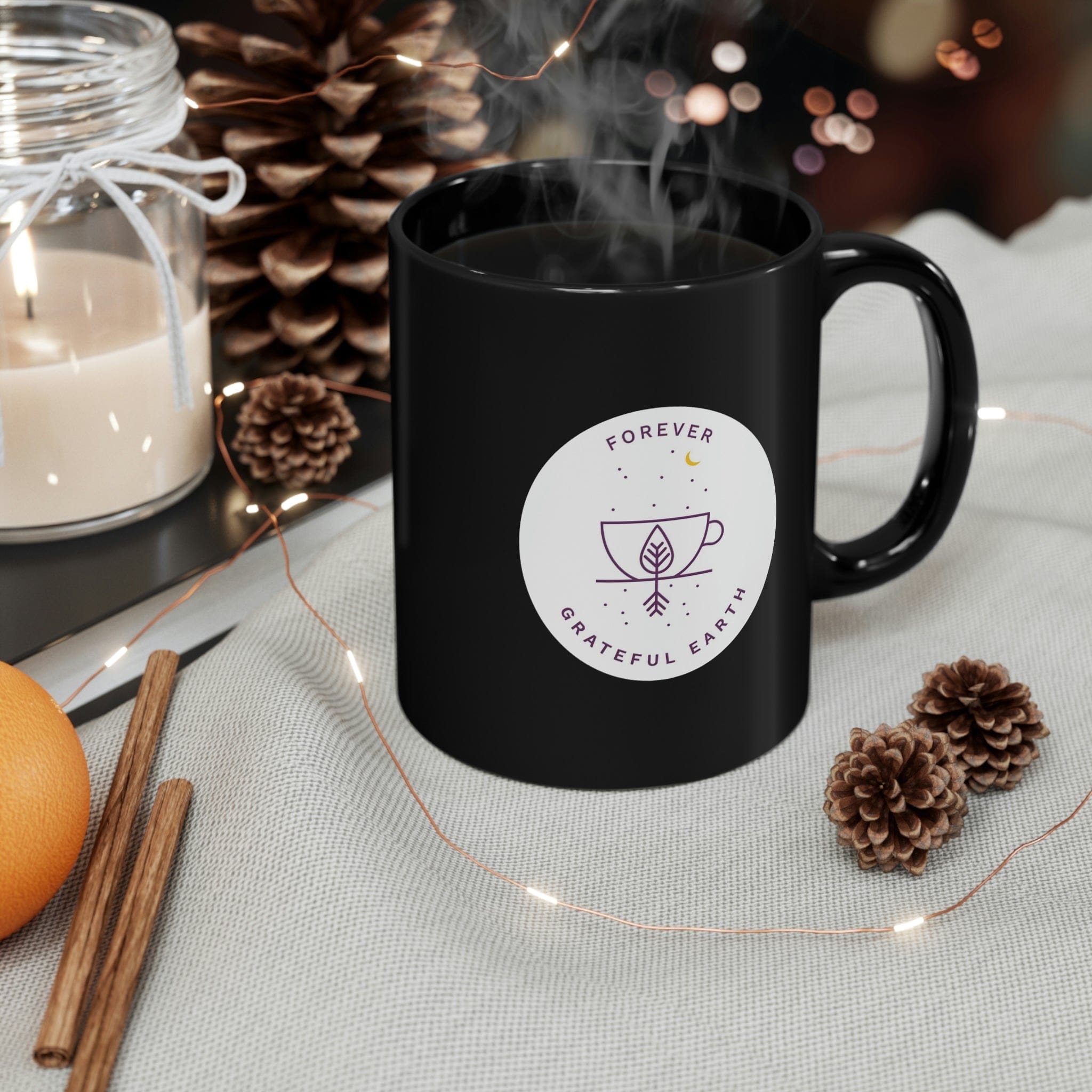 Forever Grateful Earth Love Black Mug、mySite、gigharbornorthrealestate