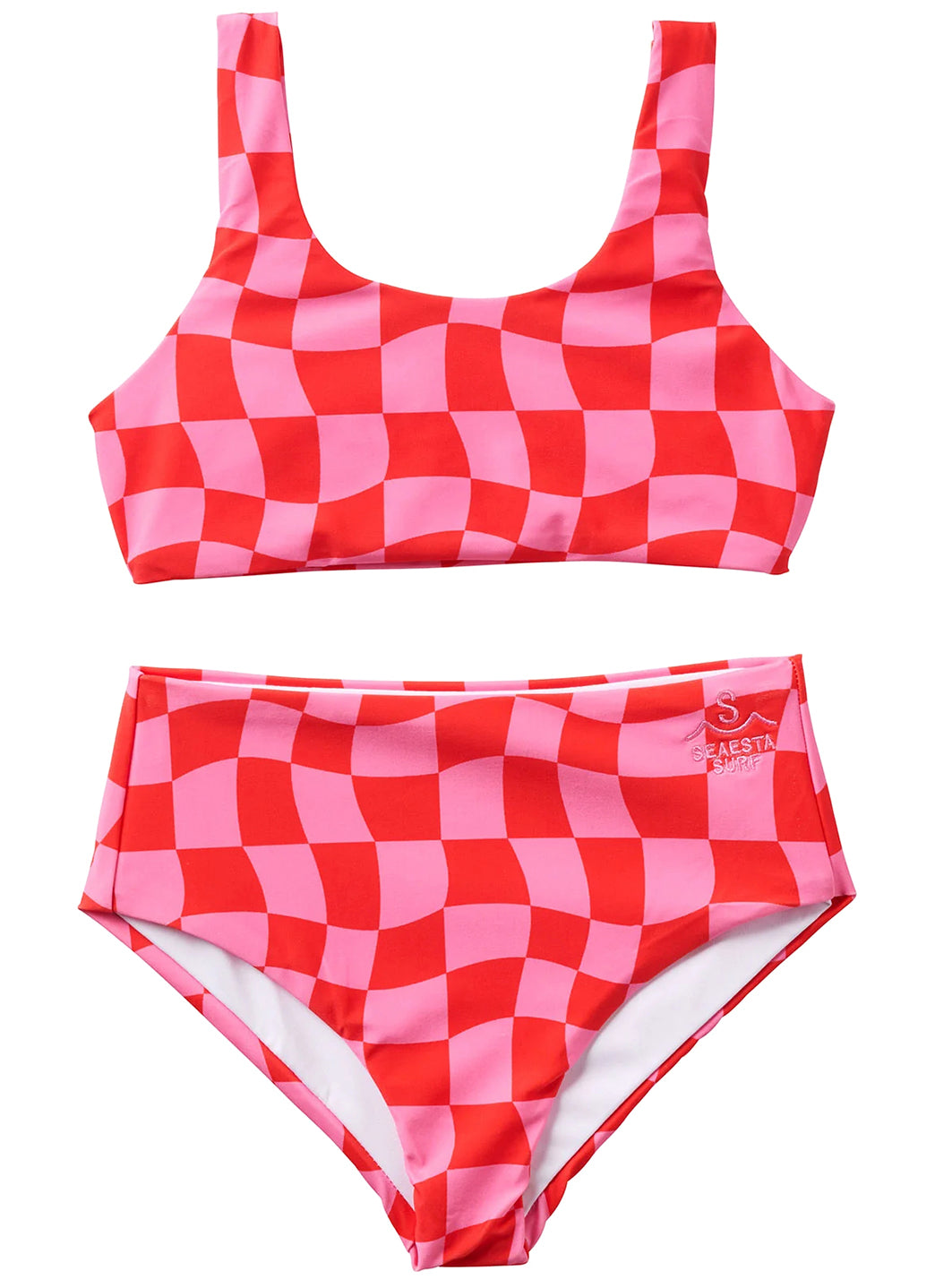 Seaesta Surf Girls' Print Wavy Check Two Piece Bikini Set (Toddler, Little Kid, Big Kid)、mySite、noshort