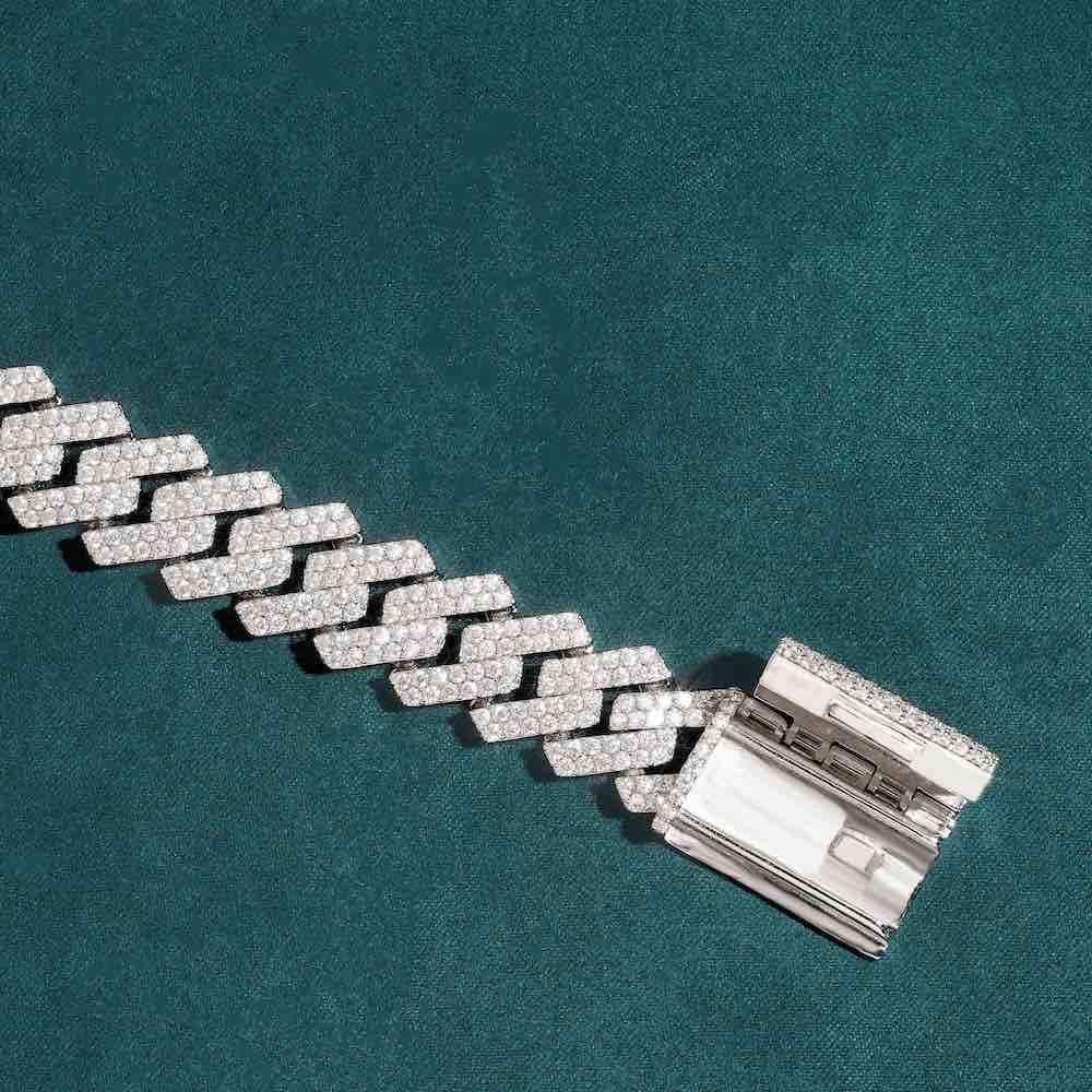 15MM 2-Row Moissanite Cuban Link Bracelet 14K Gold、mySite、hinf8tx79