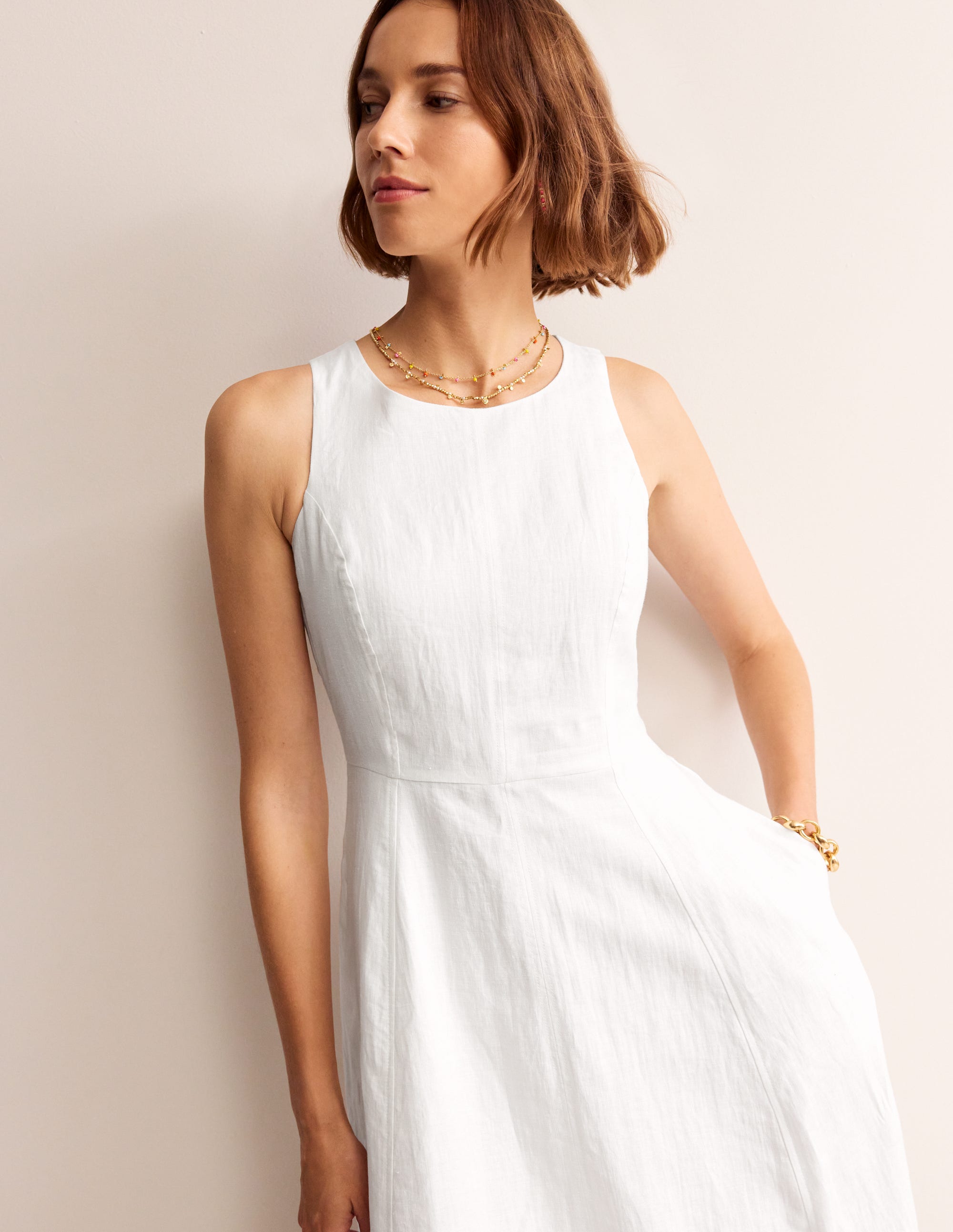  Carla Linen Midi Dress-White、mySite、ashleygrahame