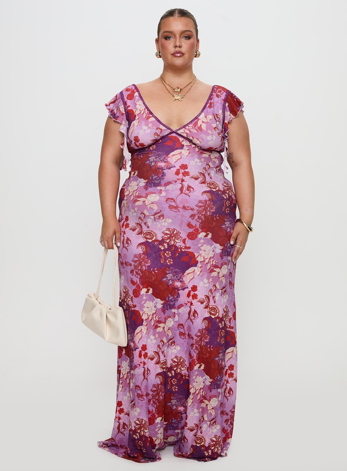 Soleila Maxi Dress Purple Multi Curve、mySite、solidvoid