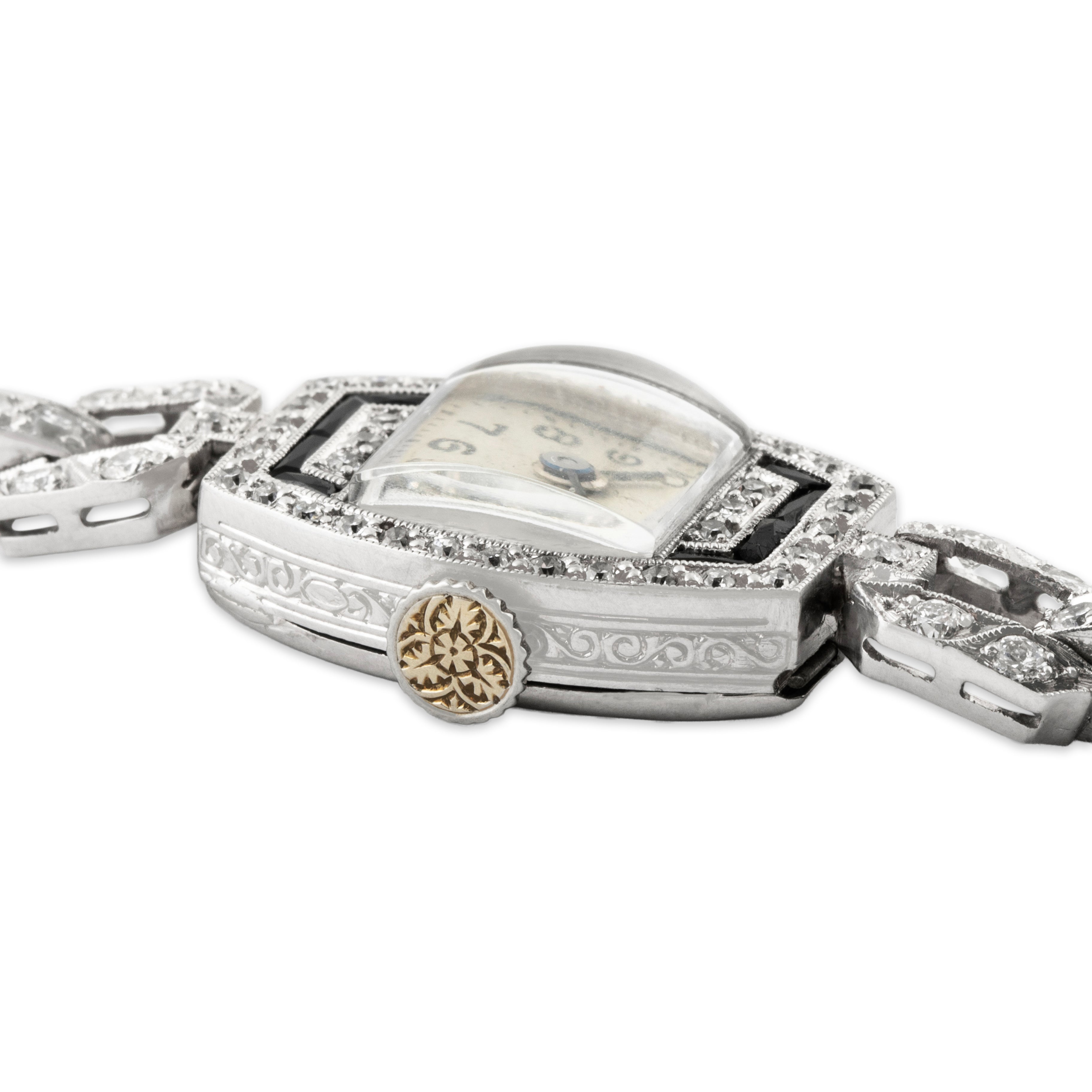 Antique Swiss Art Deco Platinum 1.83cttw Diamond Onyx 17 Jewel Watch 6、mySite、hinf8tx79