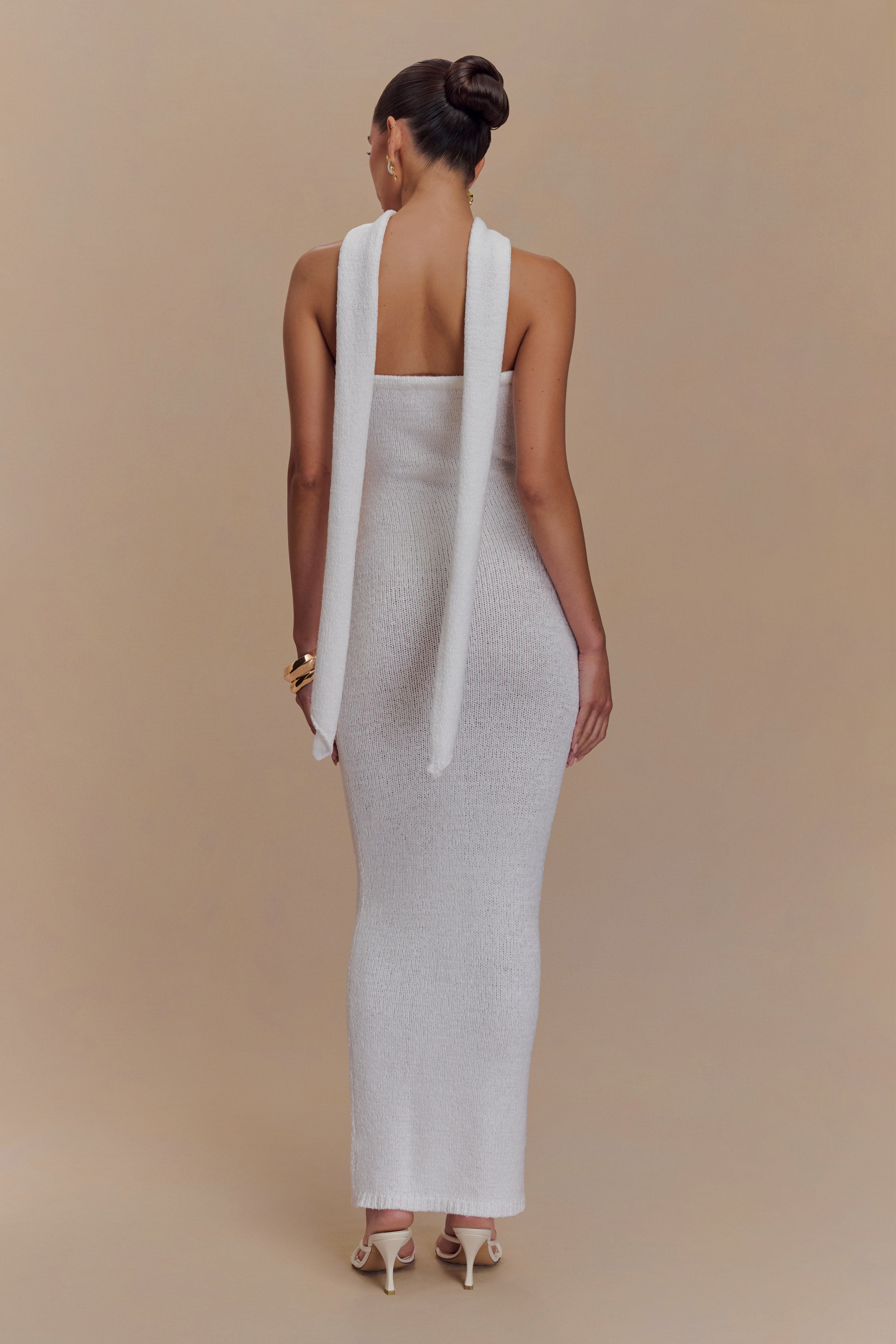 Andrea Strapless Knit Maxi Dress - White、mySite、solidvoid