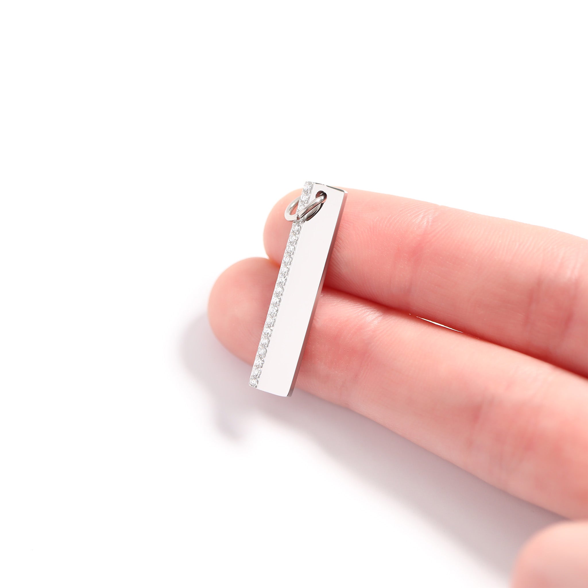 18K Gold PVD Stainless Steel Vertical CZ Blank Bar Pendant / SBB0281、mySite、dreamappss