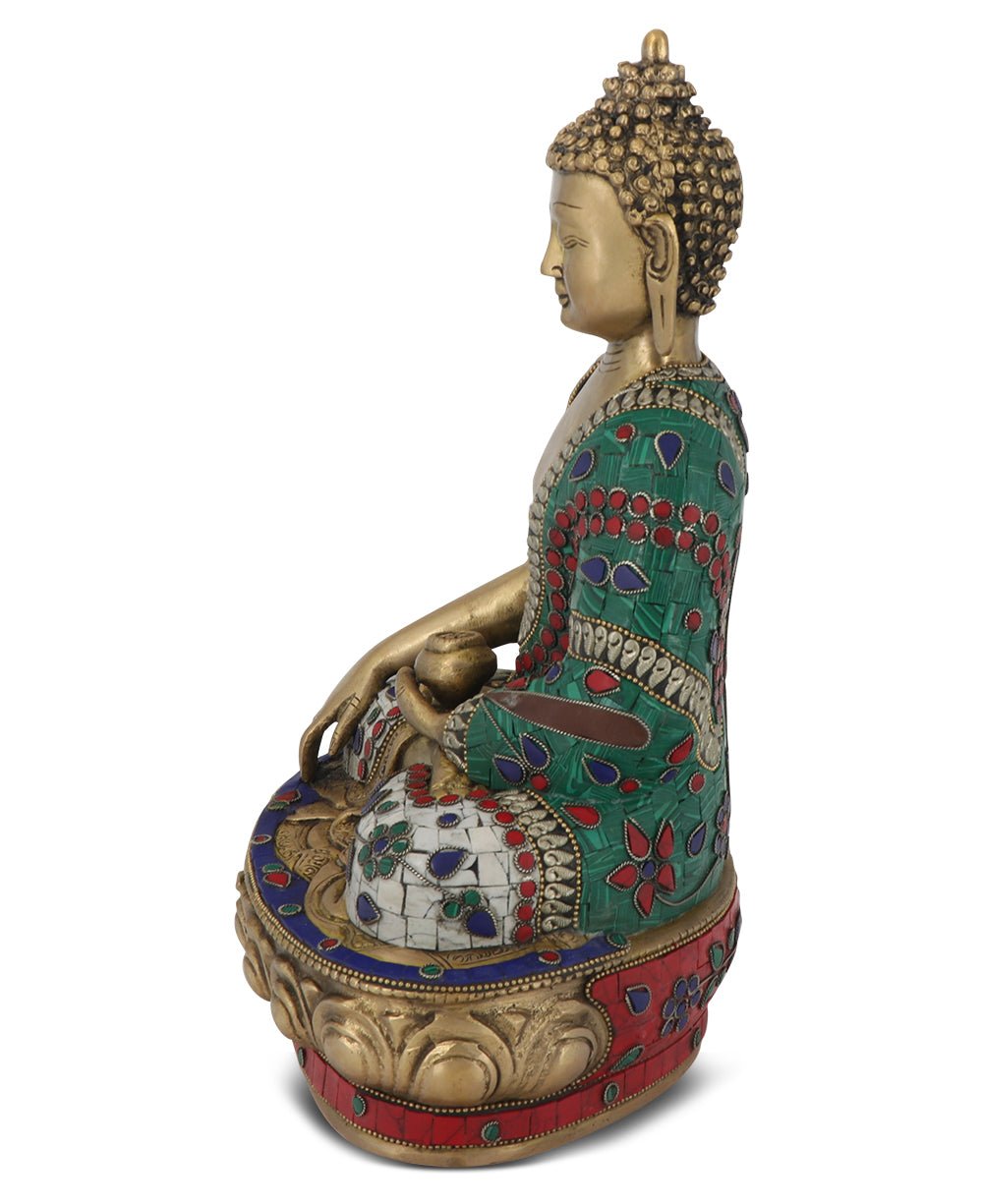 Mosaic Work Earth Touching Pose Shakyamuni Buddha Brass Statue、mySite、topwebapps