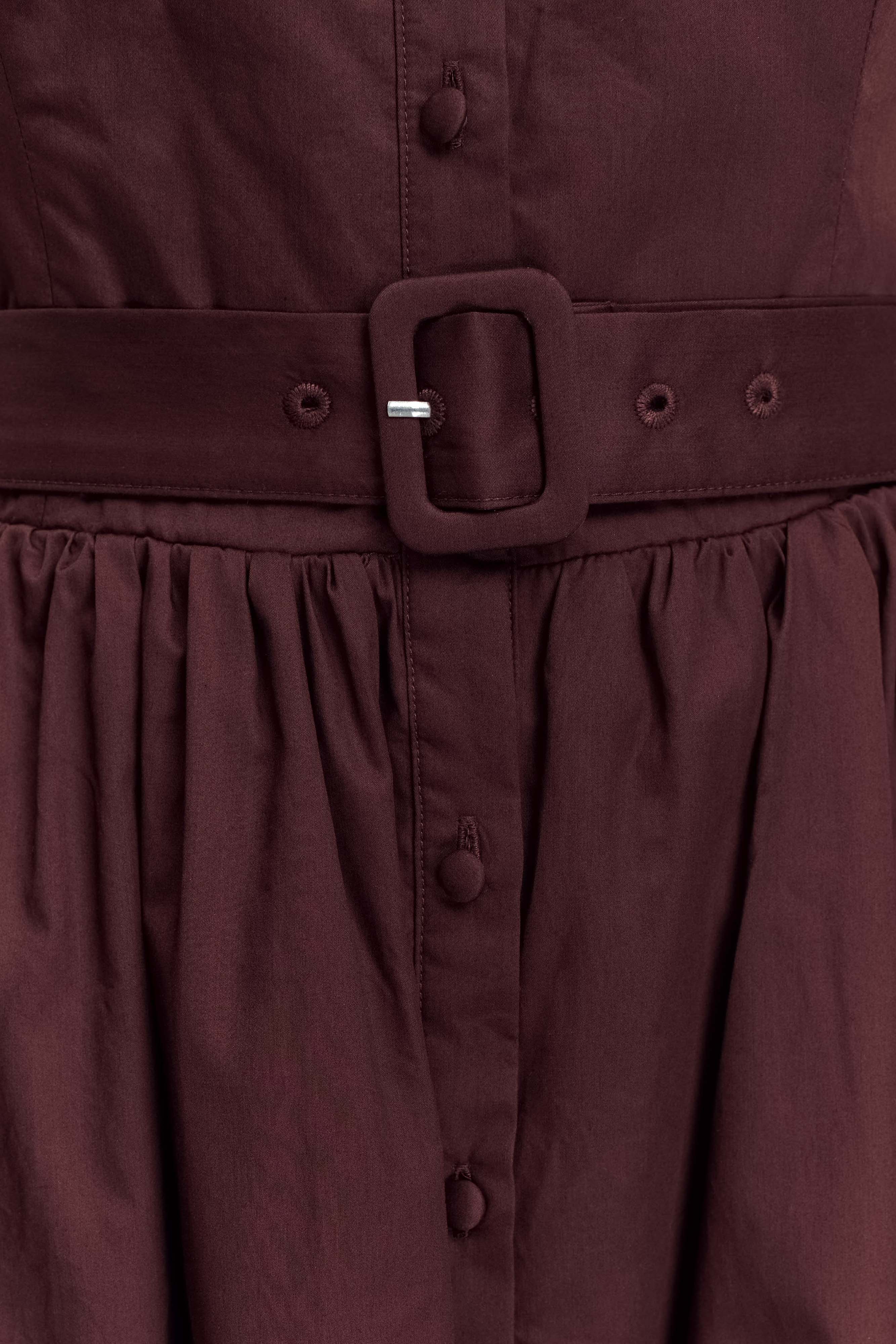 Cindy Collared Midi Dress - Chocolate、mySite、solidvoid