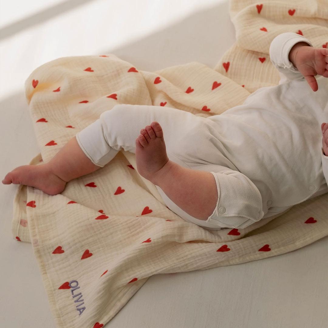  Studio Noos Neutral Hearts Swaddle 70x70 - Neutral、mySite、merchandisen