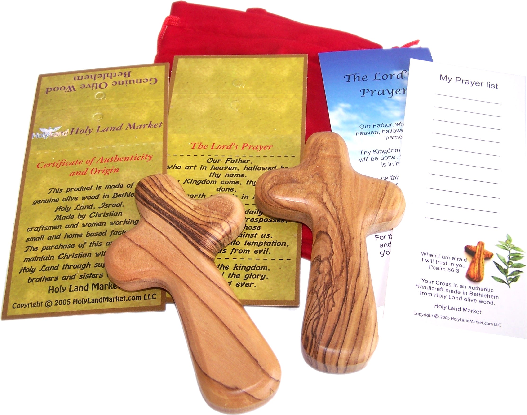  Holy Land Market Comfort/Holding Cross Also Known as Palm or Hand Cross With Velvet Bag And Two Certificates (4 Inches) ( 2 Crosses )、mySite、elrpsem3k
