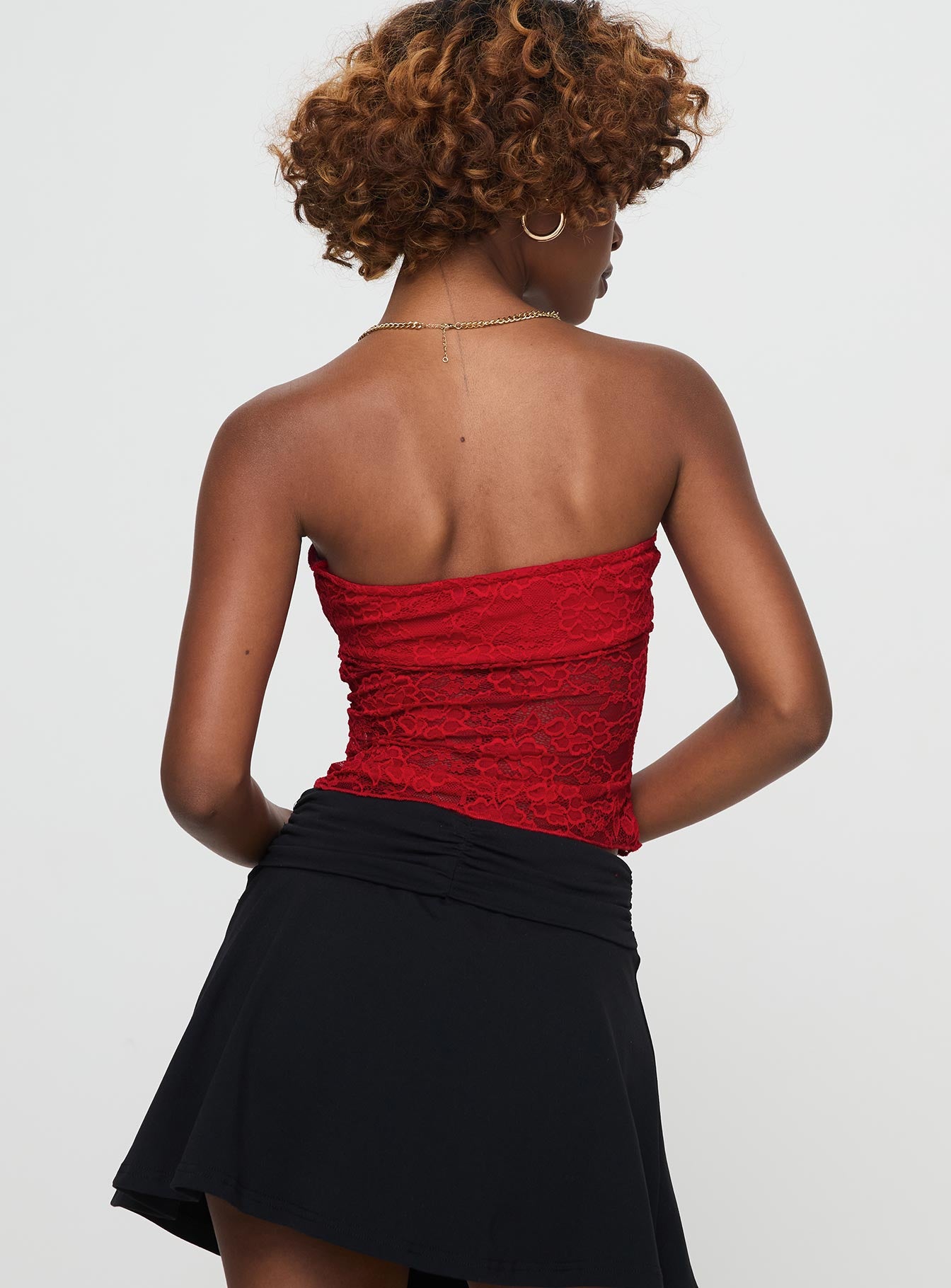 Winnick Strapless Lace Top Red、mySite、solidvoid