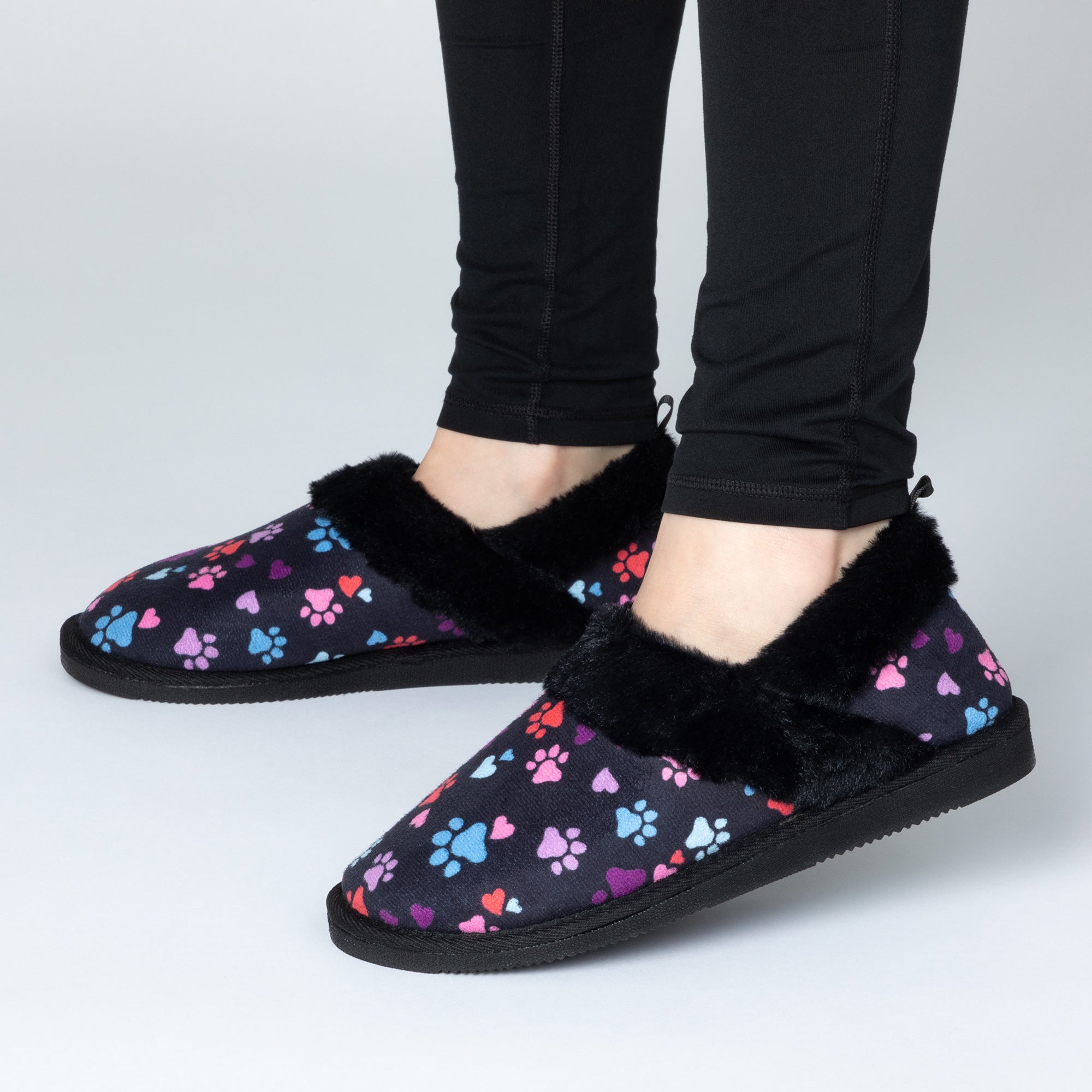 Paw Print Faux Fur Lined Indoor/Outdoor Slippers、mySite、camillekostekn