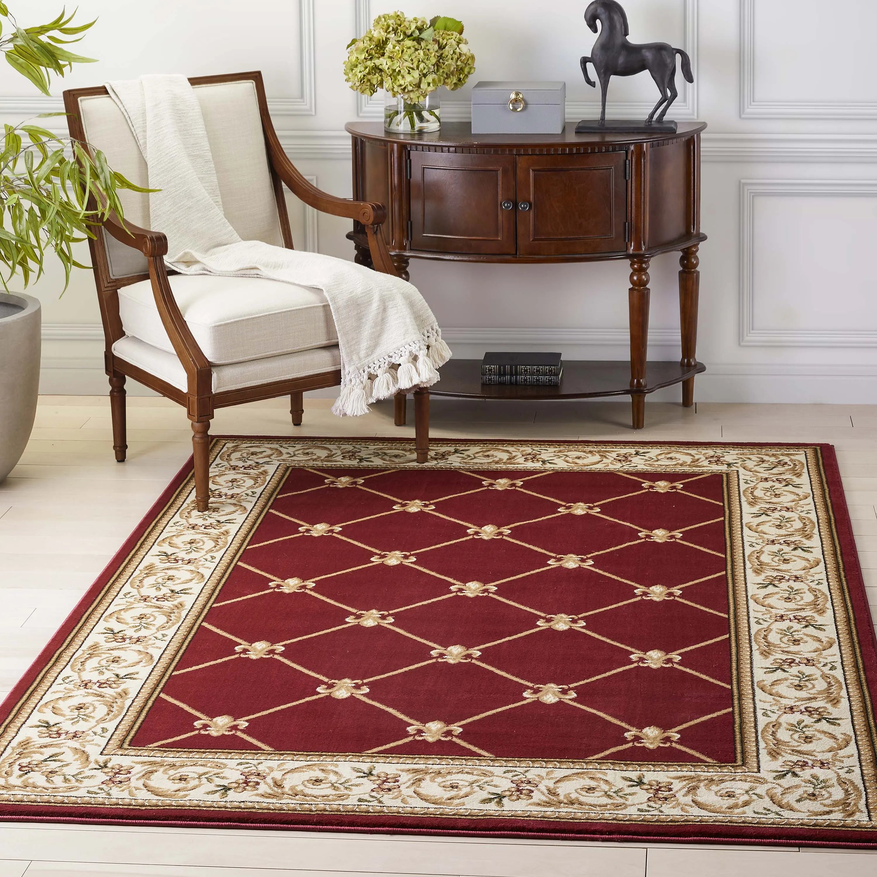 Fleur De Lis Red Formal Rug、mySite、gigharbornorthrealestate