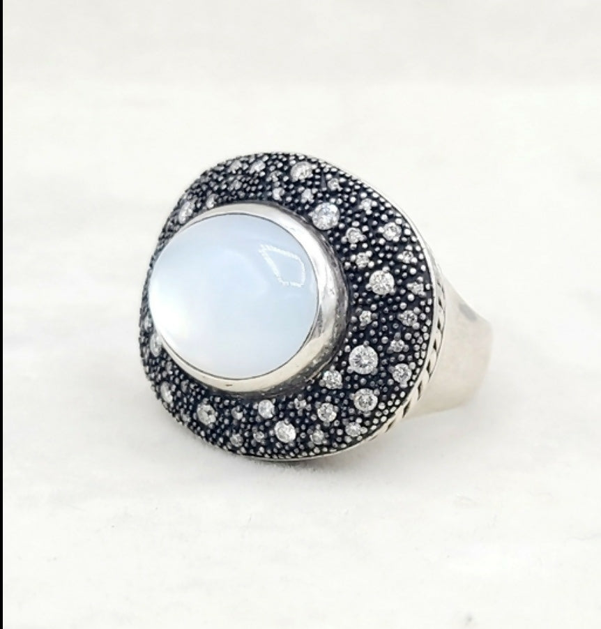 David Yurman Large Midnight Melange Ring 鈥?Moon Quartz、mySite、hinf8tx79