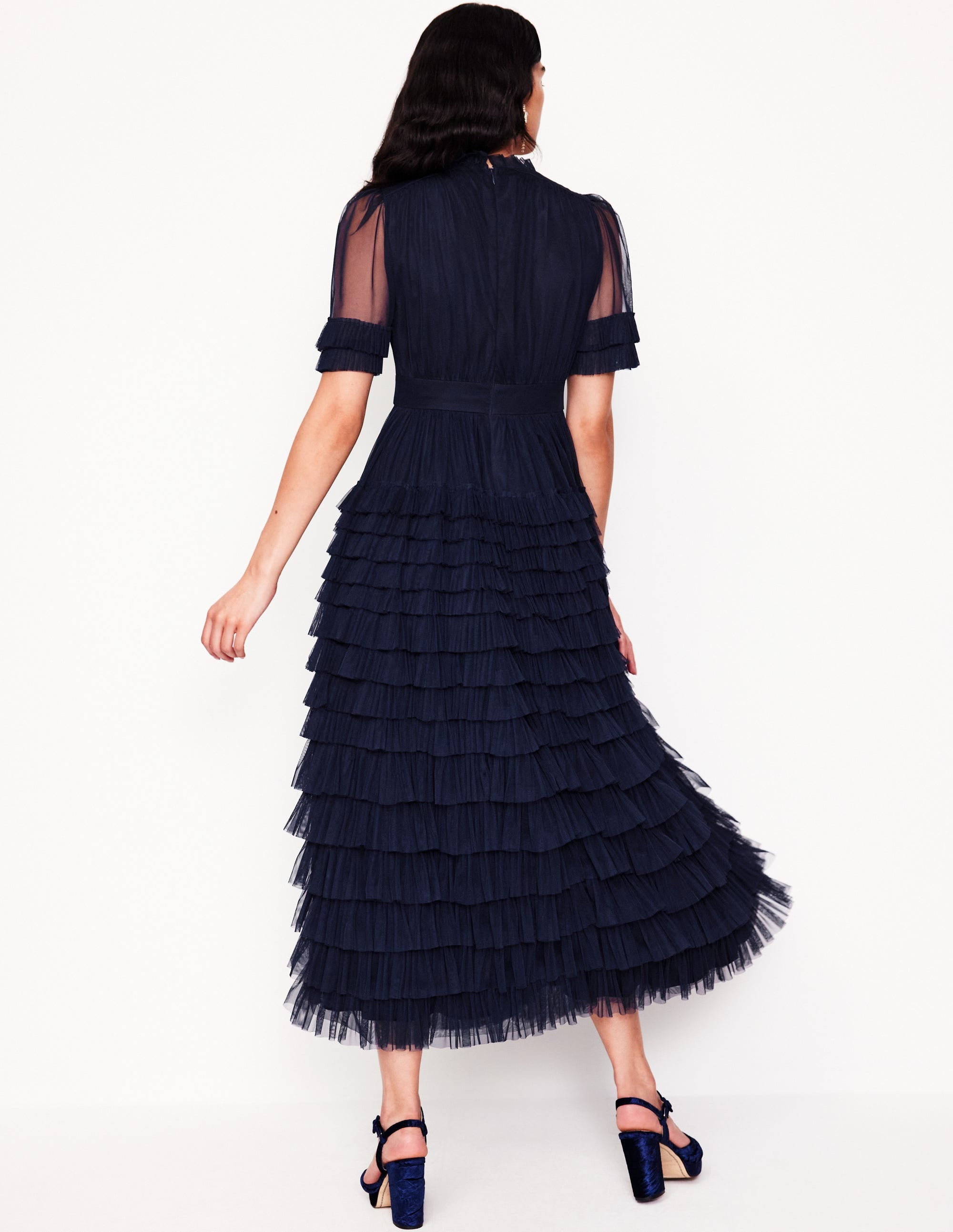  Tiered Ruffle Tulle Dress-Navy、mySite、ashleygrahame