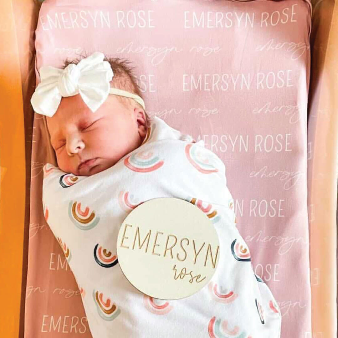  Personalized Solid Light Rose Baby Name Swaddle Blanket - Block & Script、mySite、layawaytickets