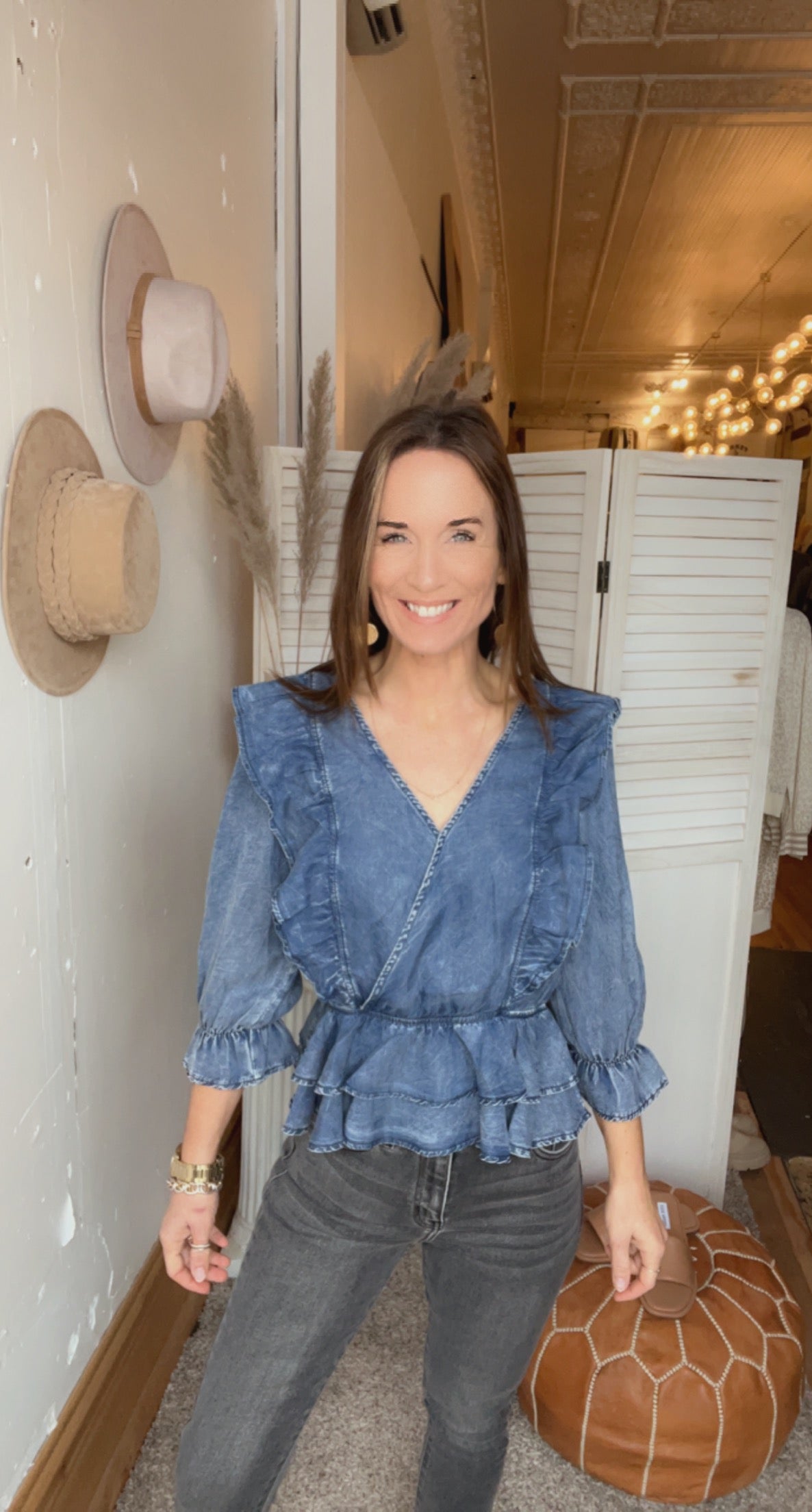 Riley's Ruffle Denim Top、mySite、garagedoors4me