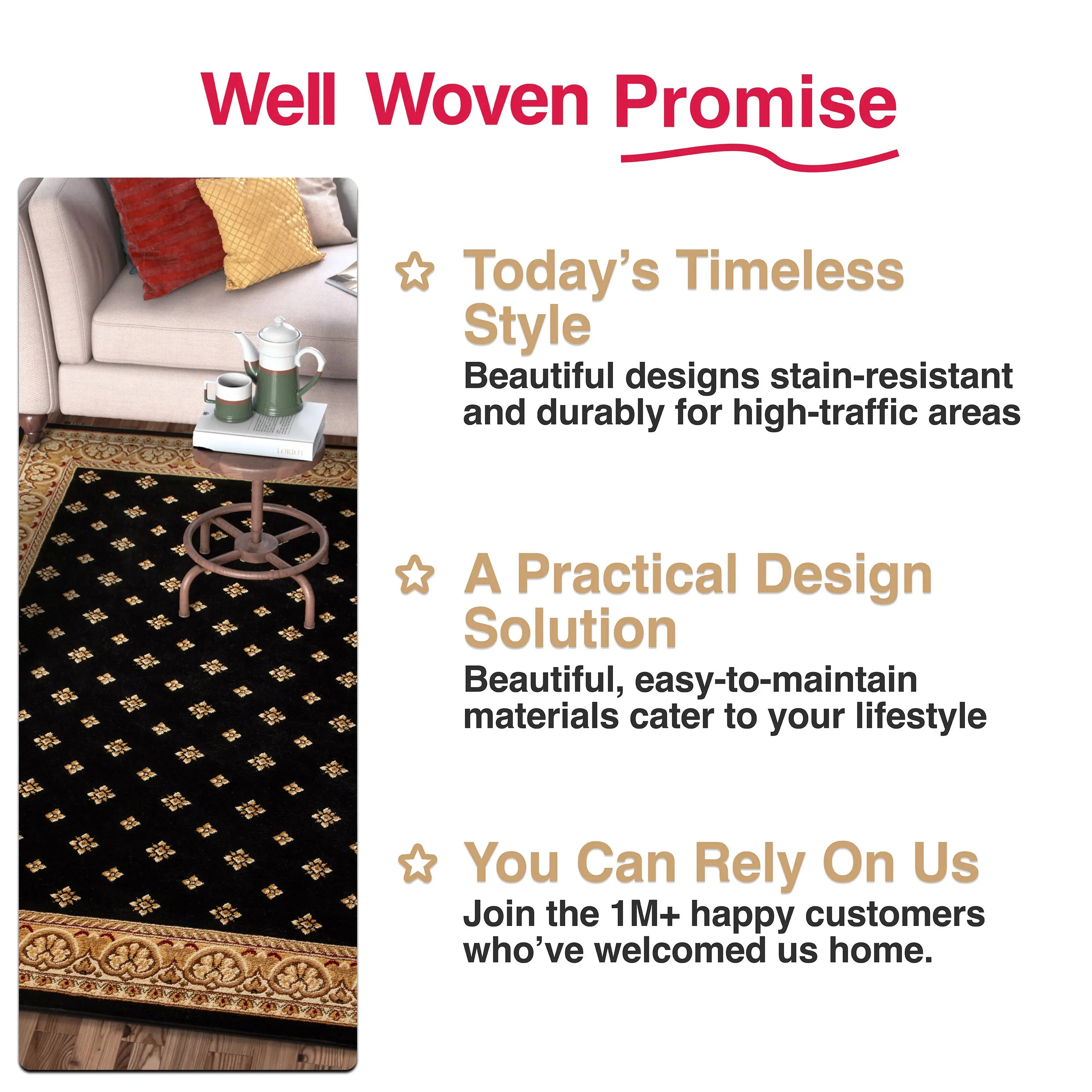 Hudson Terrace Black Traditional Rug、mySite、gigharbornorthrealestate