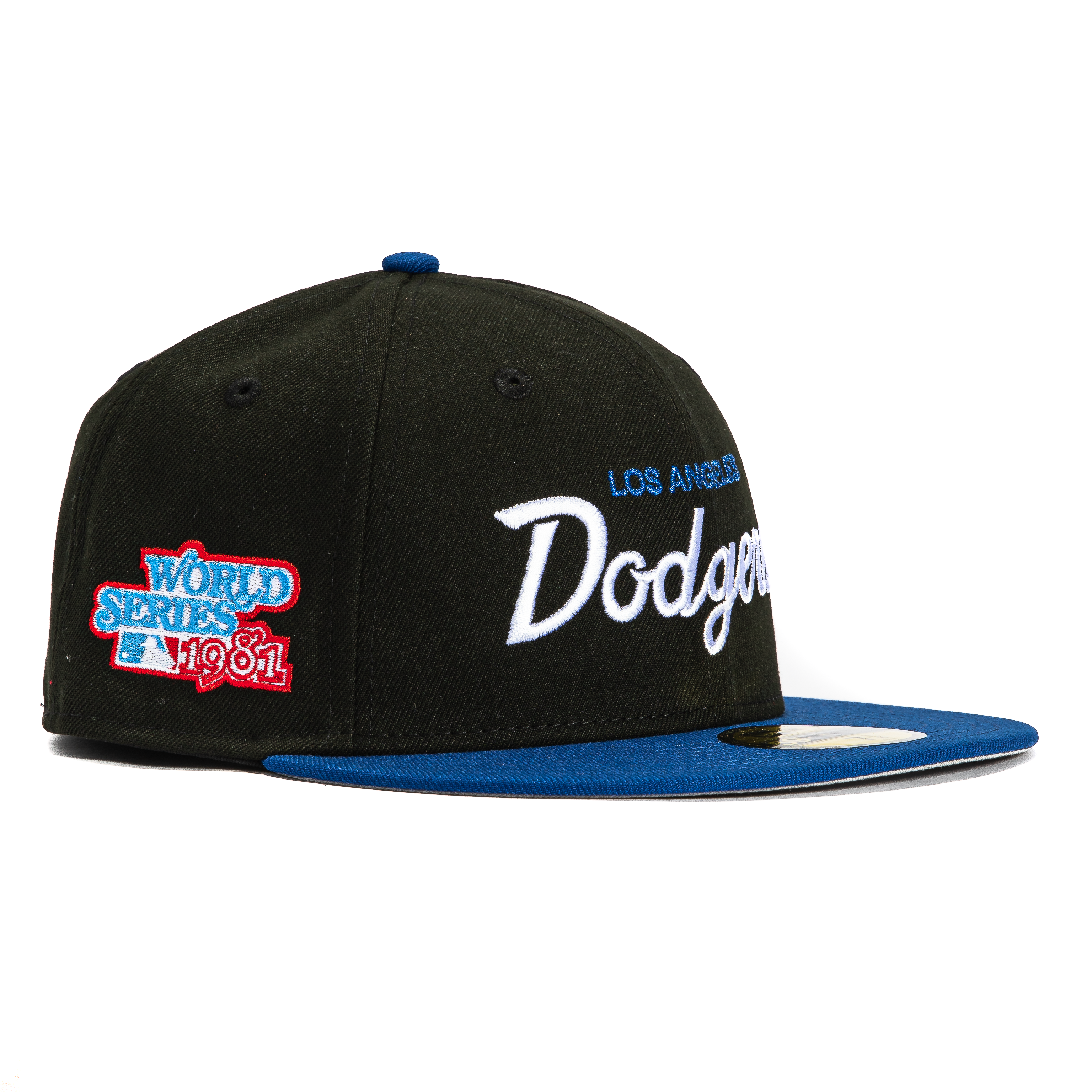 New Era 59Fifty Los Angeles Dodgers 1981 World Series Patch Script Hat - Black, Royal、mySite、vikingsvslions
