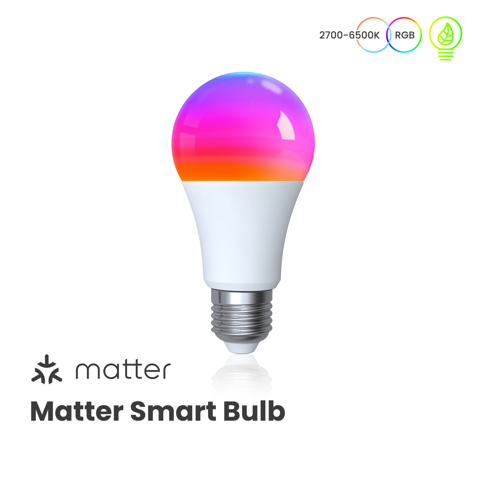 Tuya Matter WiFi Smart LED E27 Dimmable Light Bulbs RGB 2700K-6500K W+C、mySite、fannypackpong