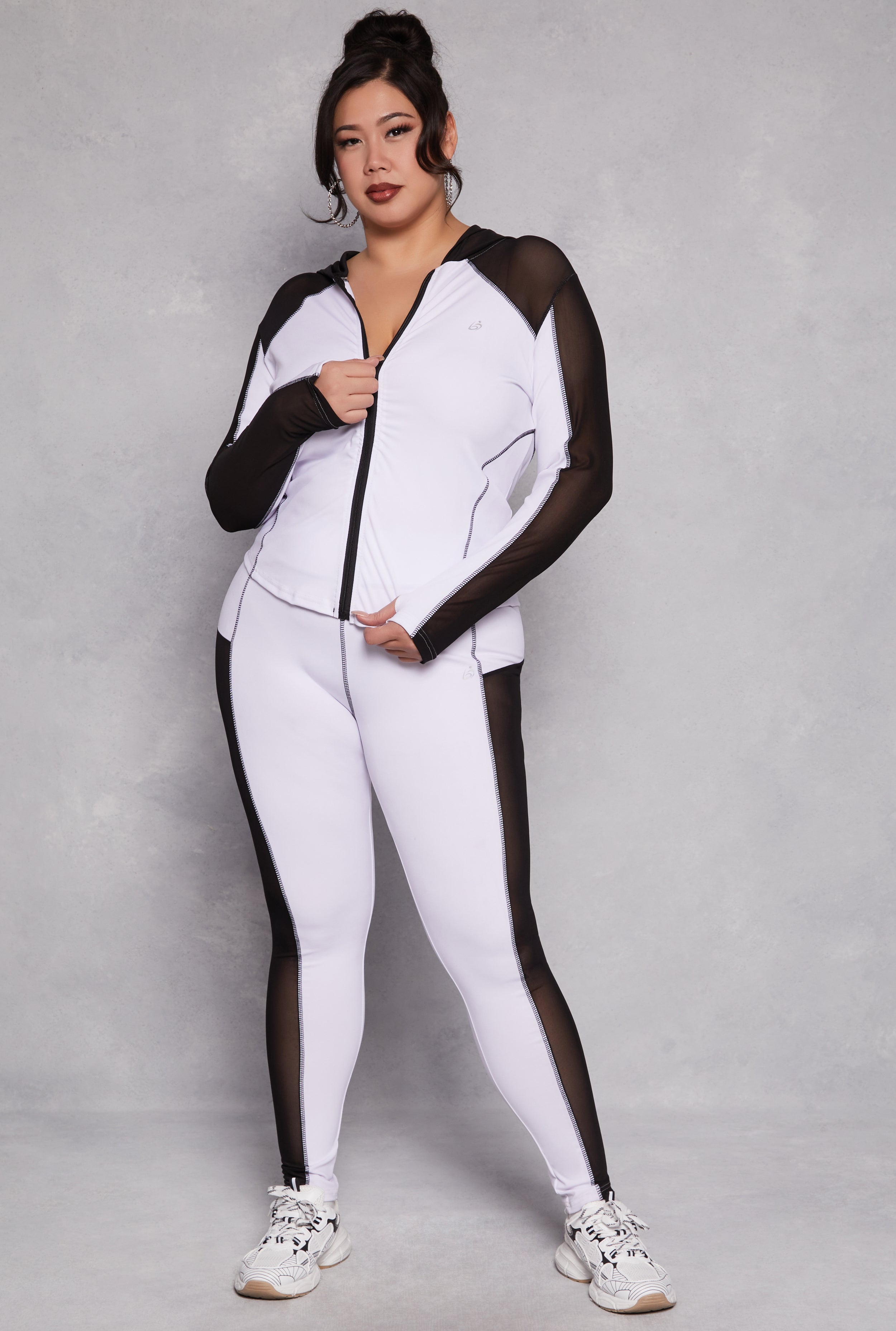 Plus Size Mesh Insert Active Leggings、mySite、camillekostekn