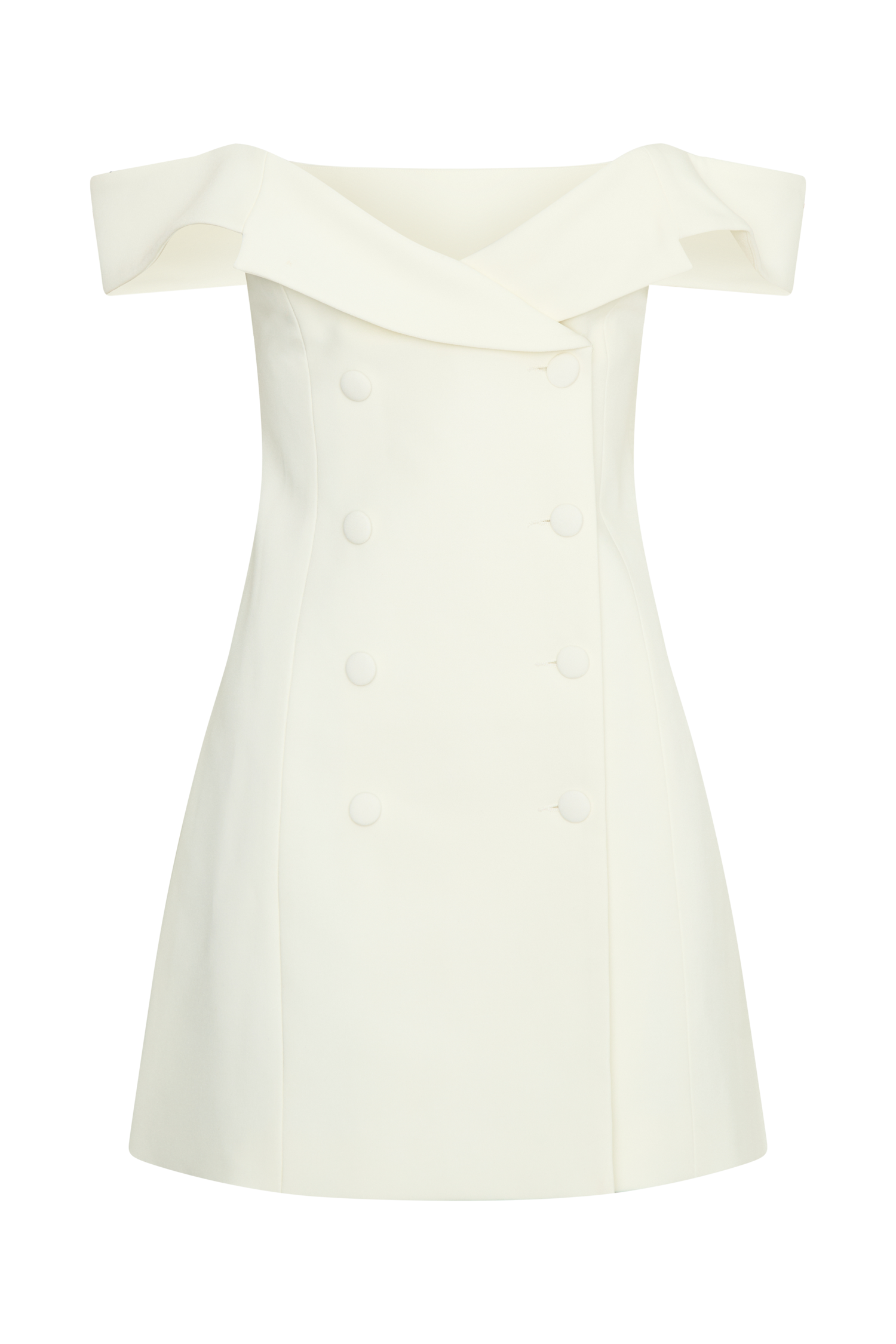 Noelle Off Shoulder Suiting Mini Dress - Ivory、mySite、solidvoid