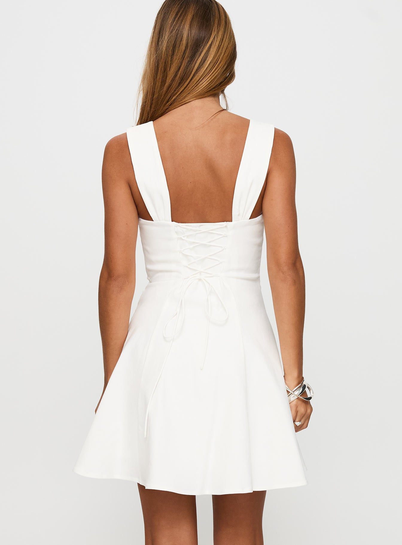Honey Suckle Tie Up Mini Dress White、mySite、solidvoid