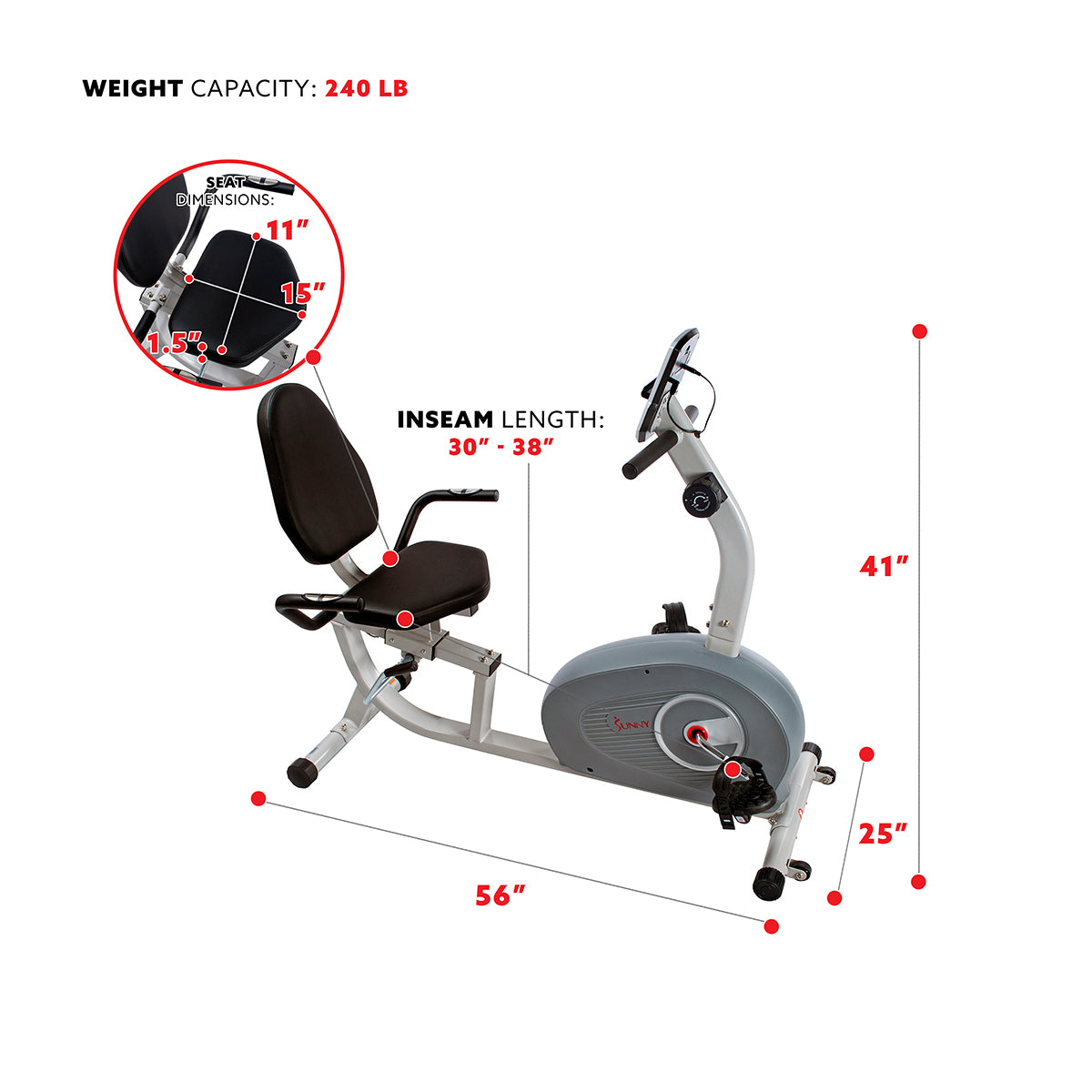  Magnetic Recumbent Exercise Bike、mySite、ghnorth