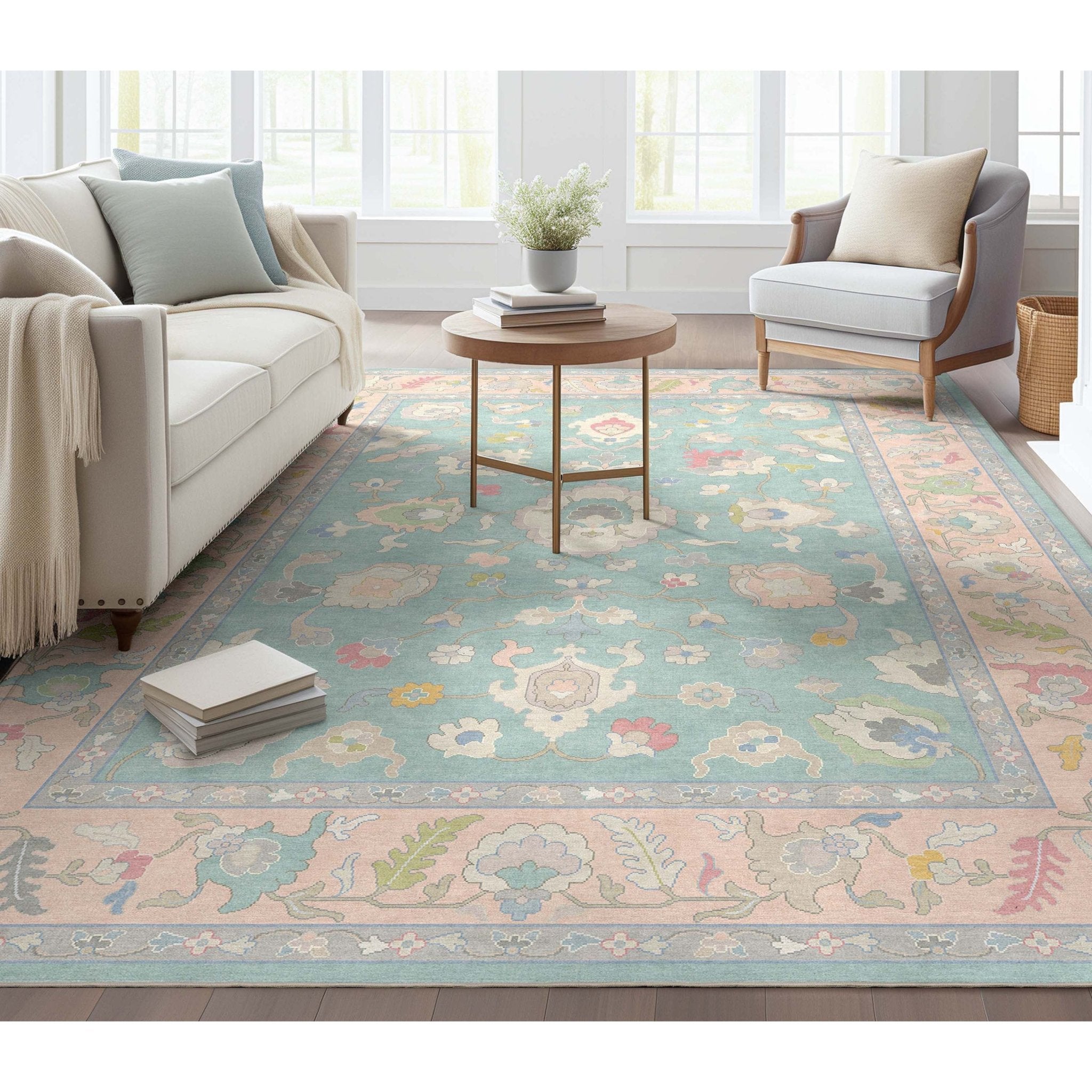 Konya Updated Traditional Oriental Pastel Rug for Living Room Bedroom Dining Room ,Easy Clean、mySite、gigharbornorthrealestate