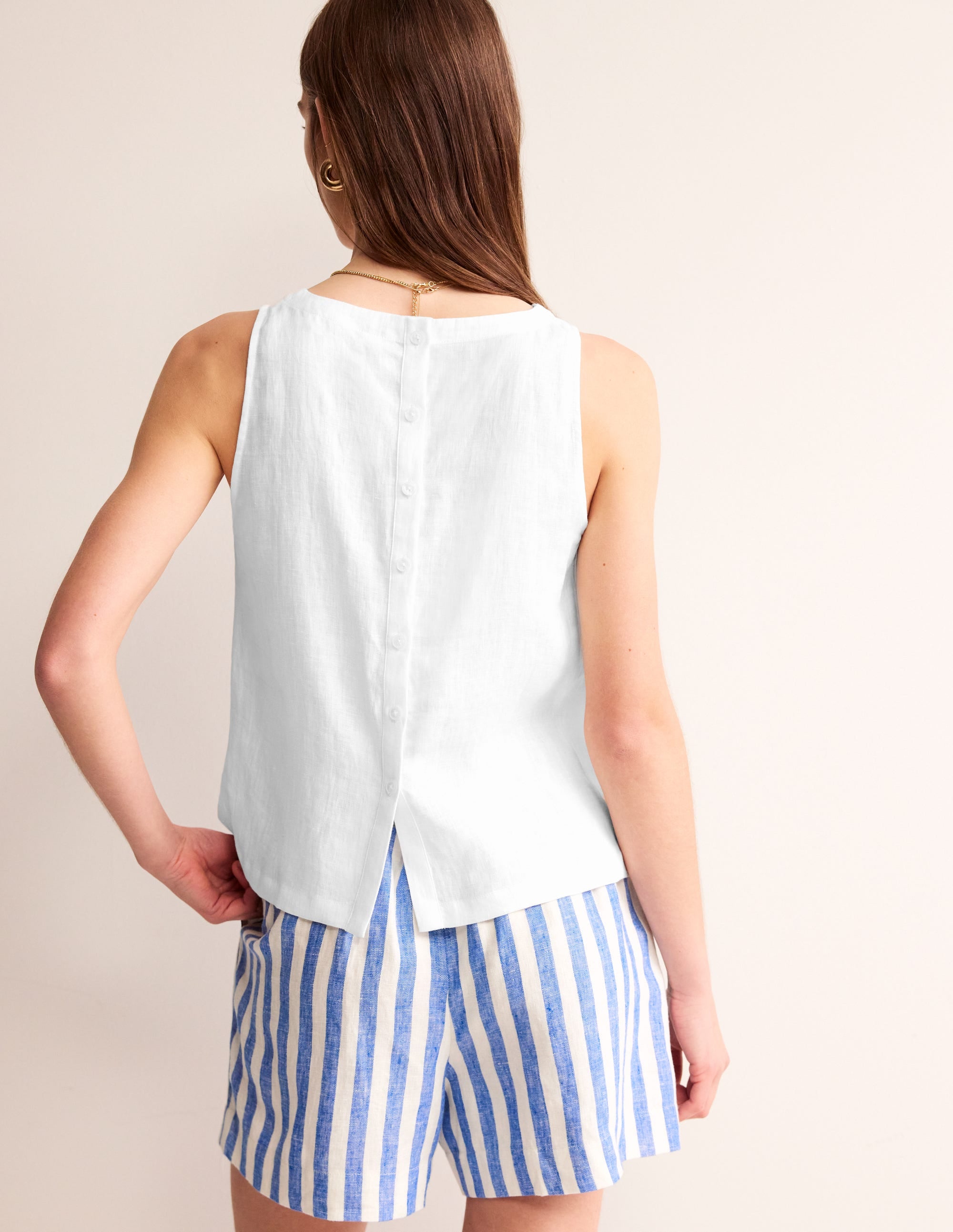  Linen Sleeveless Shell Top-White、mySite、ashleygrahame
