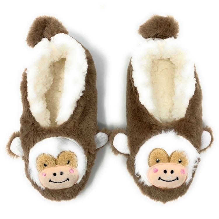 Let's Monkey Around Plush Fuzzy Monkey Footie Slipper Socks *、mySite、g9winljtr