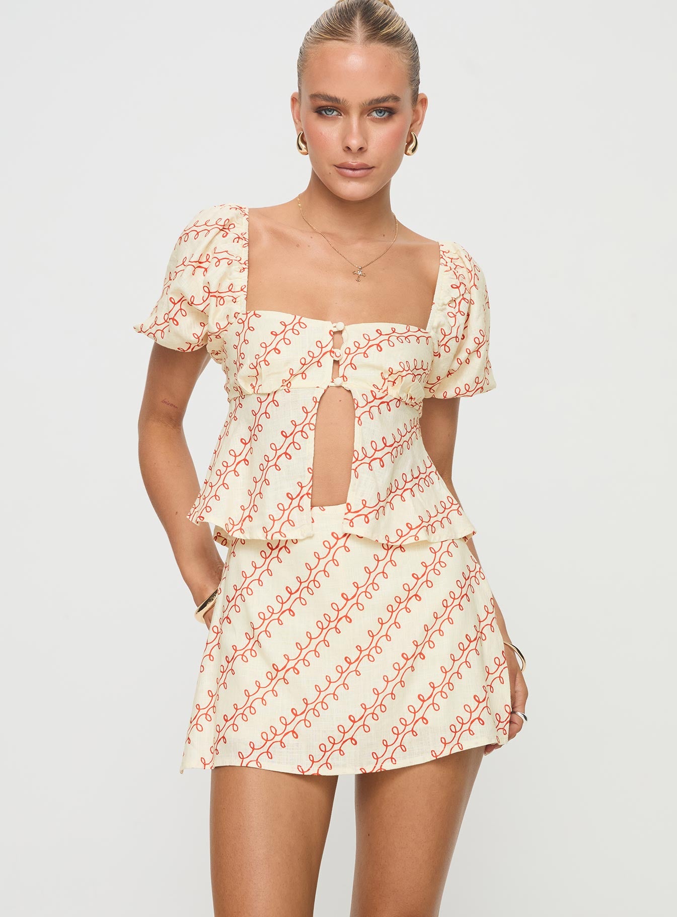 Adios Linen Blend Skort Multi、mySite、solidvoid