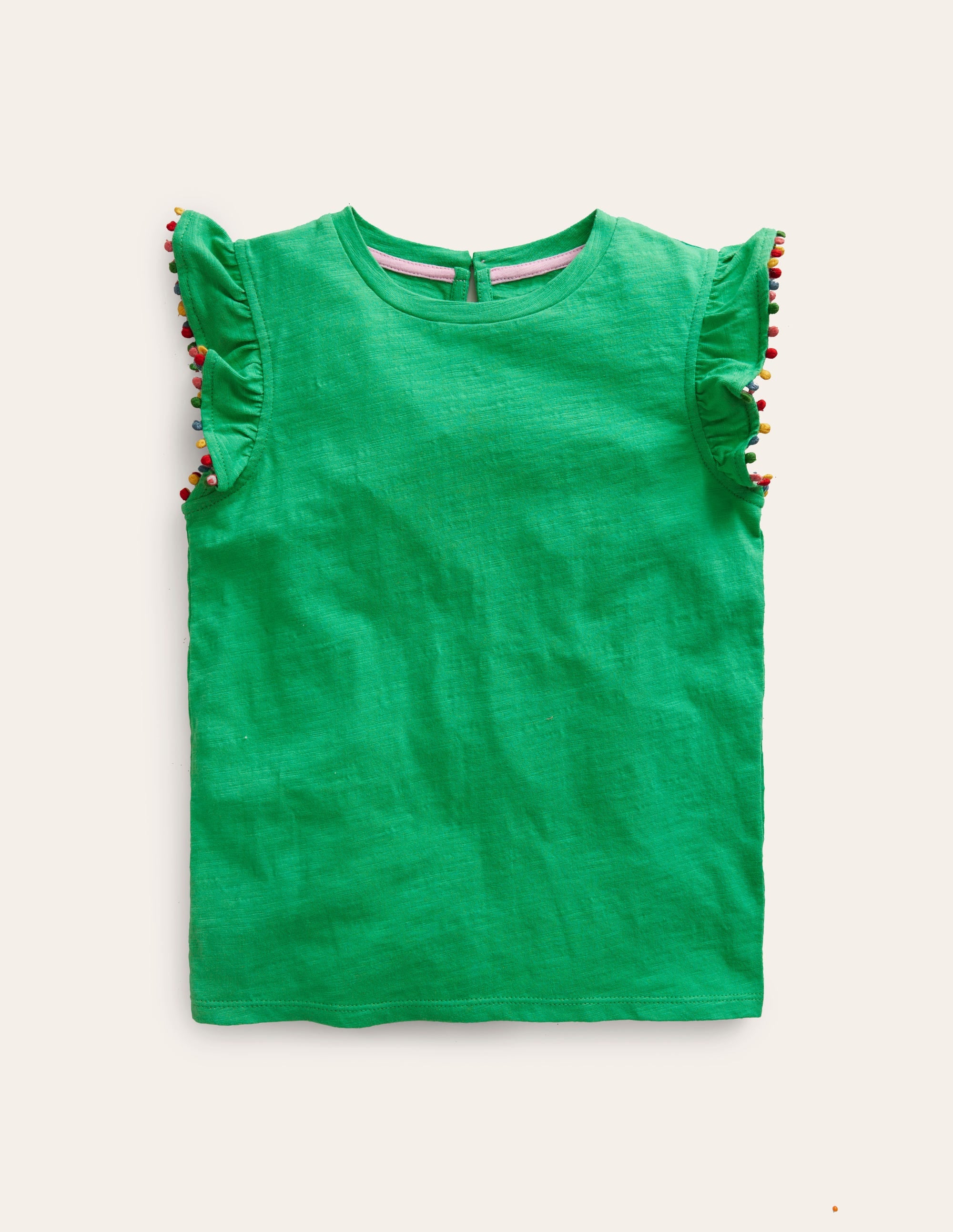  Pom Trim T-Shirt-Pea Green、mySite、ashleygrahame