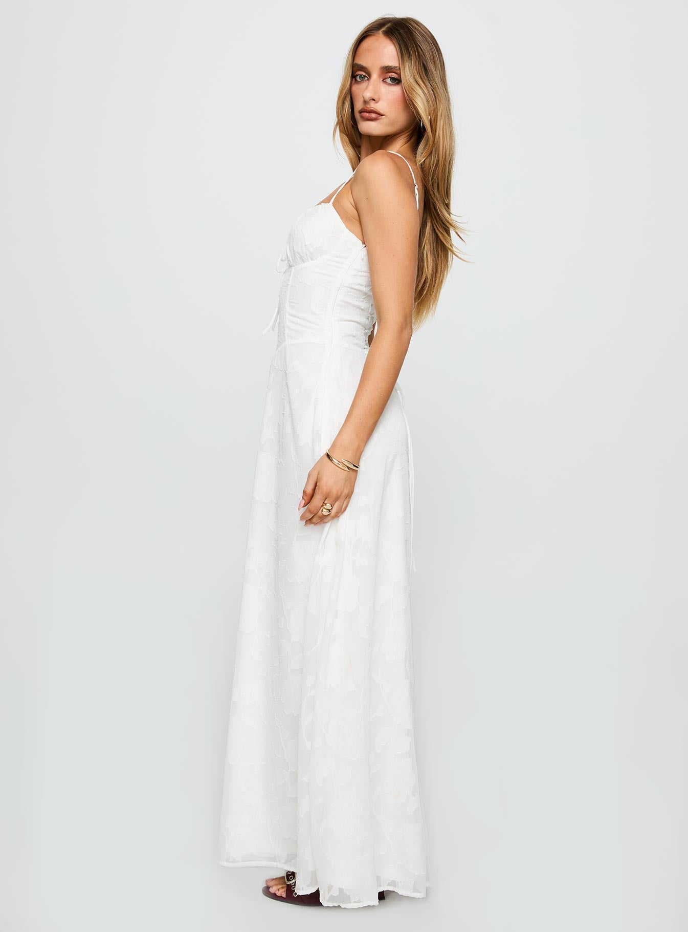 Kosetta Burnout Maxi Dress White、mySite、solidvoid
