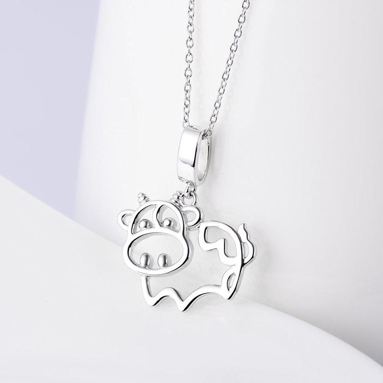 Silver Cow Necklace, Bovine Love at First Sight! 925 Sterling Silver、mySite、g9winljtr