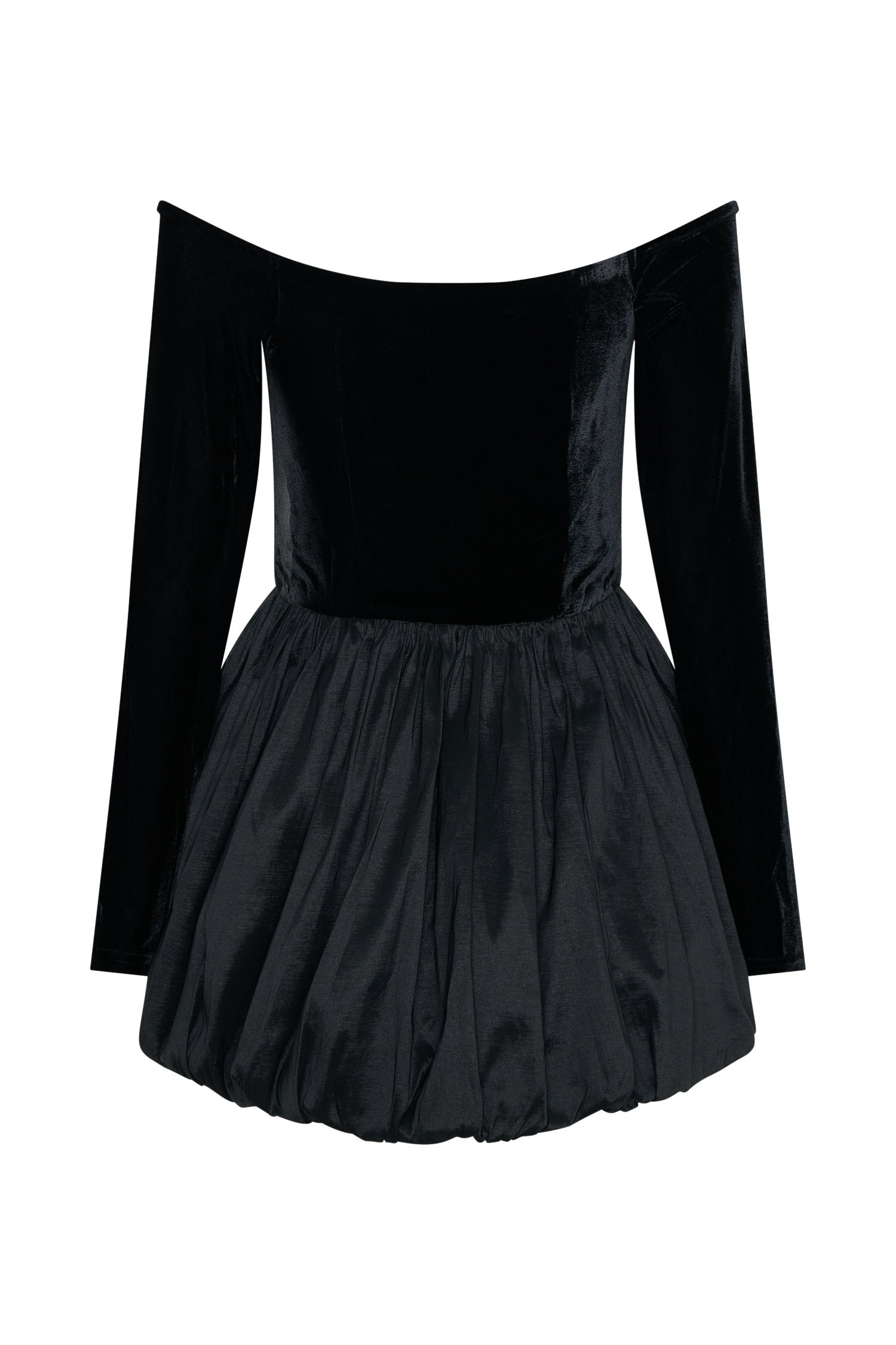 Liv Off Shoulders Velvet Mini Dress - Black、mySite、solidvoid
