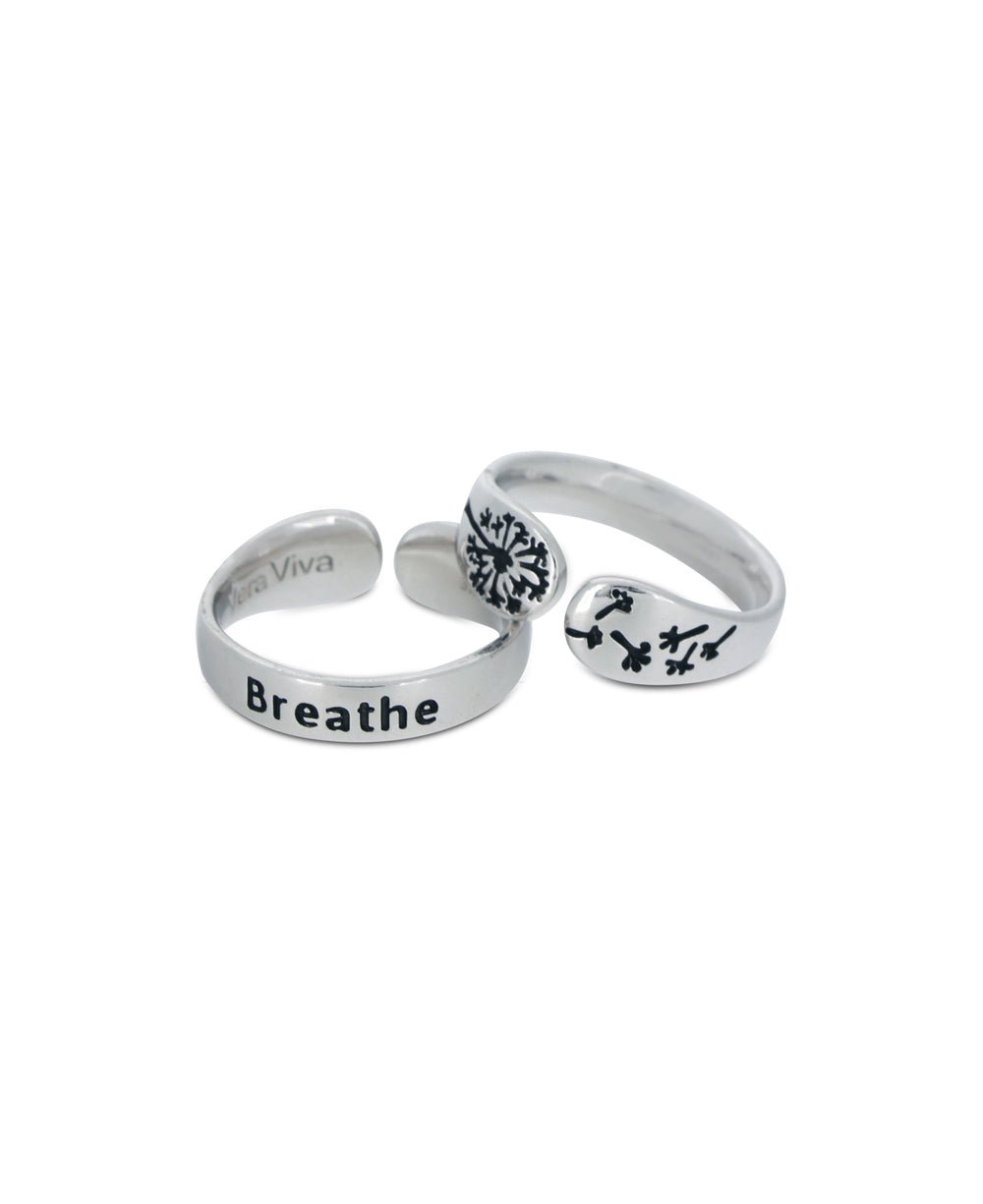 Breathe Inspirational Adjustable Sterling Silver Ring、mySite、topwebapps