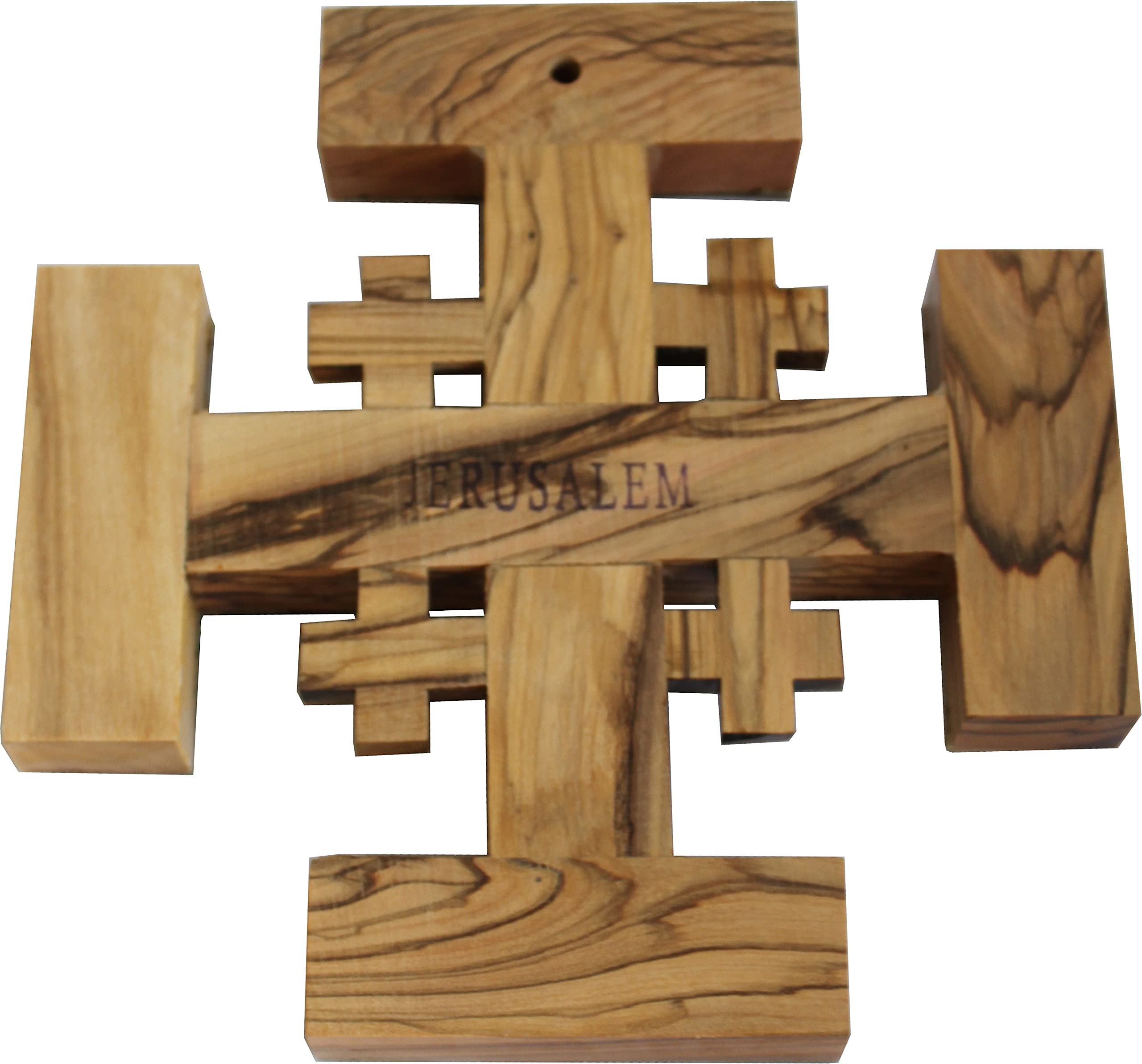 Holy Land Market Olive Wood Jerusalem Cross Covered with Mother of Pearls Shell - Small、mySite、topwebapps