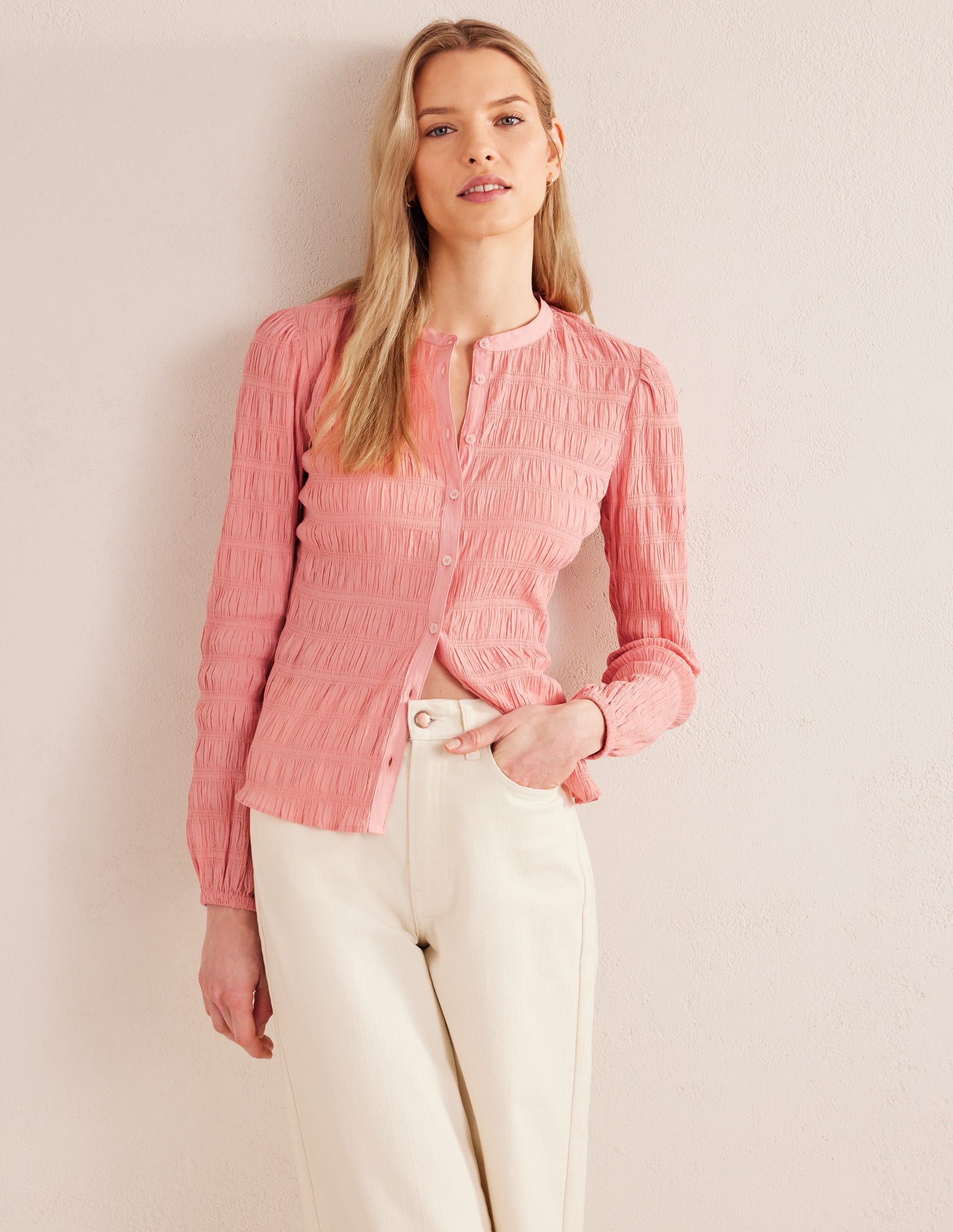  Fitted Textured Shirt-Dahlia Pink、mySite、ashleygrahame
