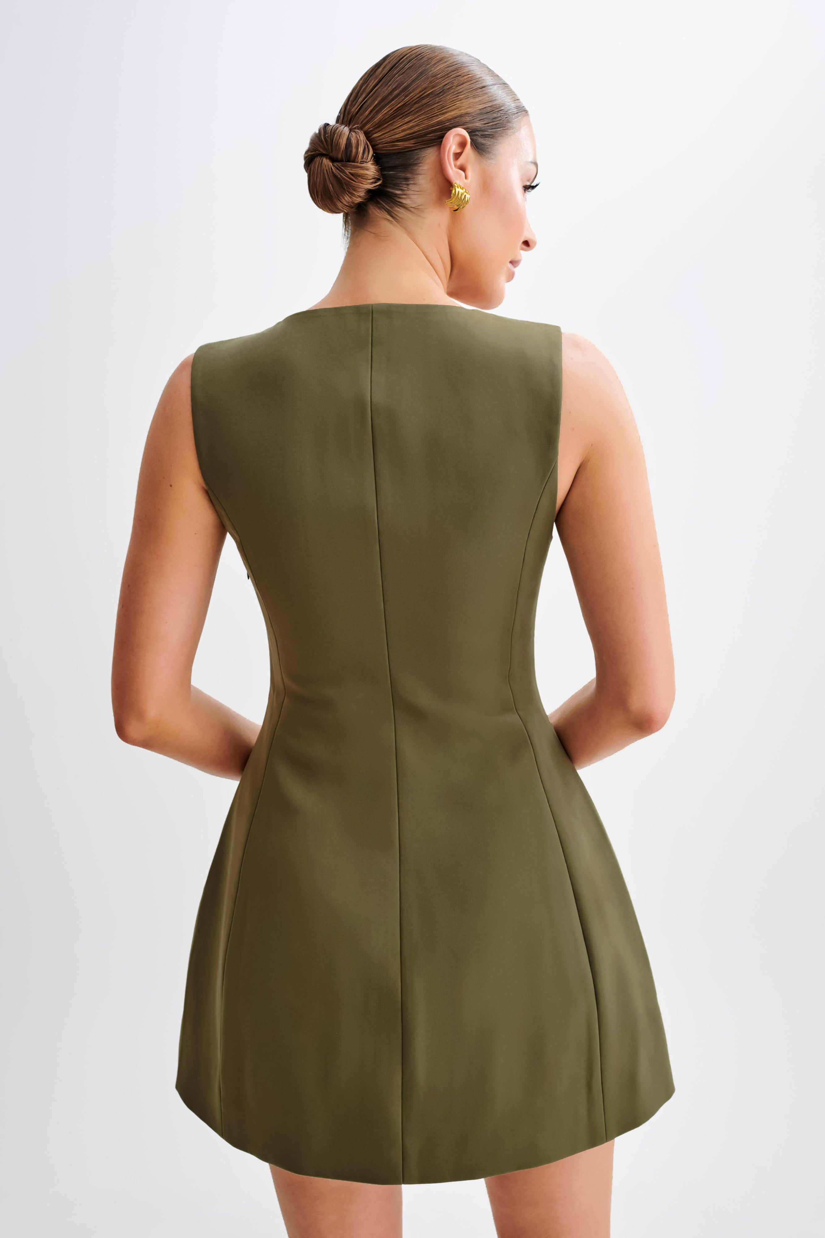 Lysandre Crepe Mini Dress - Military Olive、mySite、solidvoid